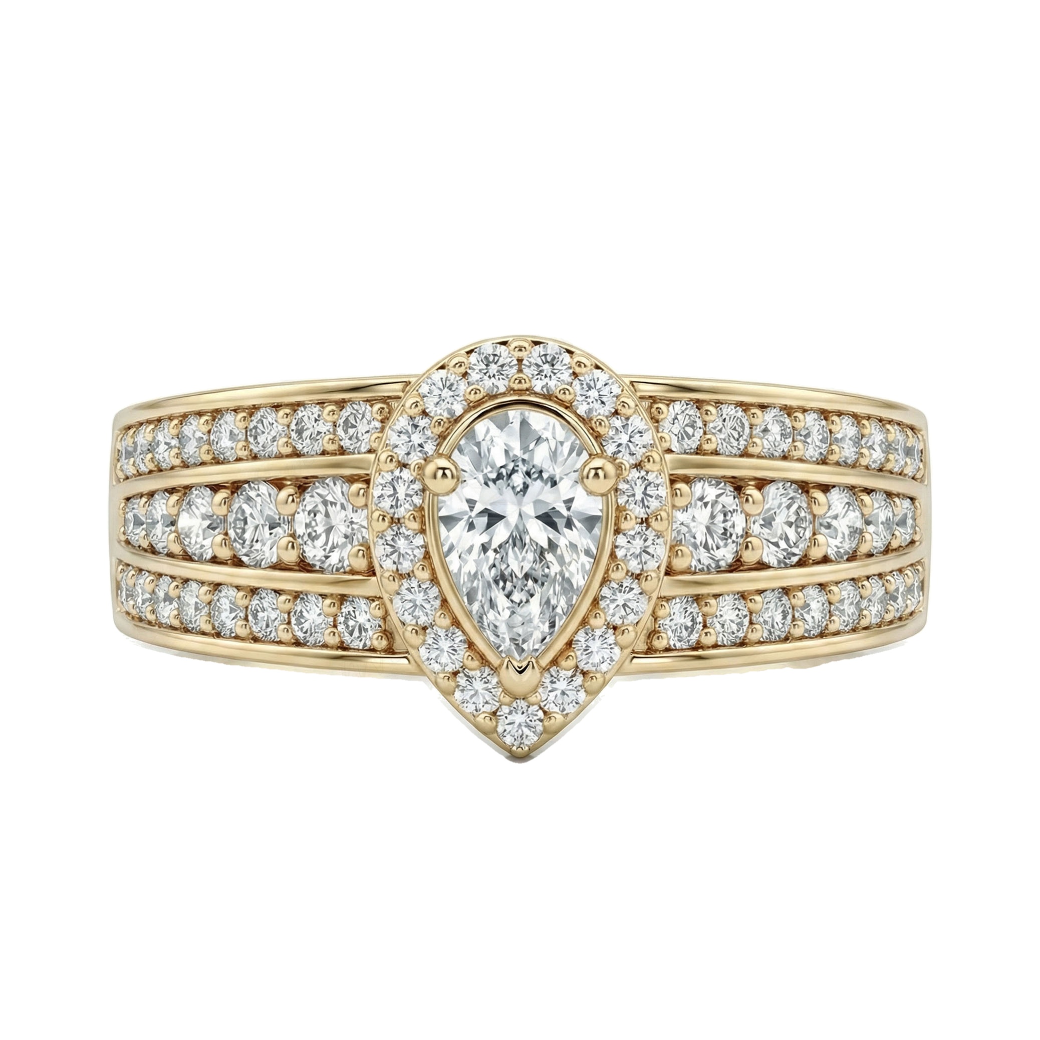 3.90 ct EF VS Lab Grown Diamond Halo Engagement Ring in 10k Yellow Gold