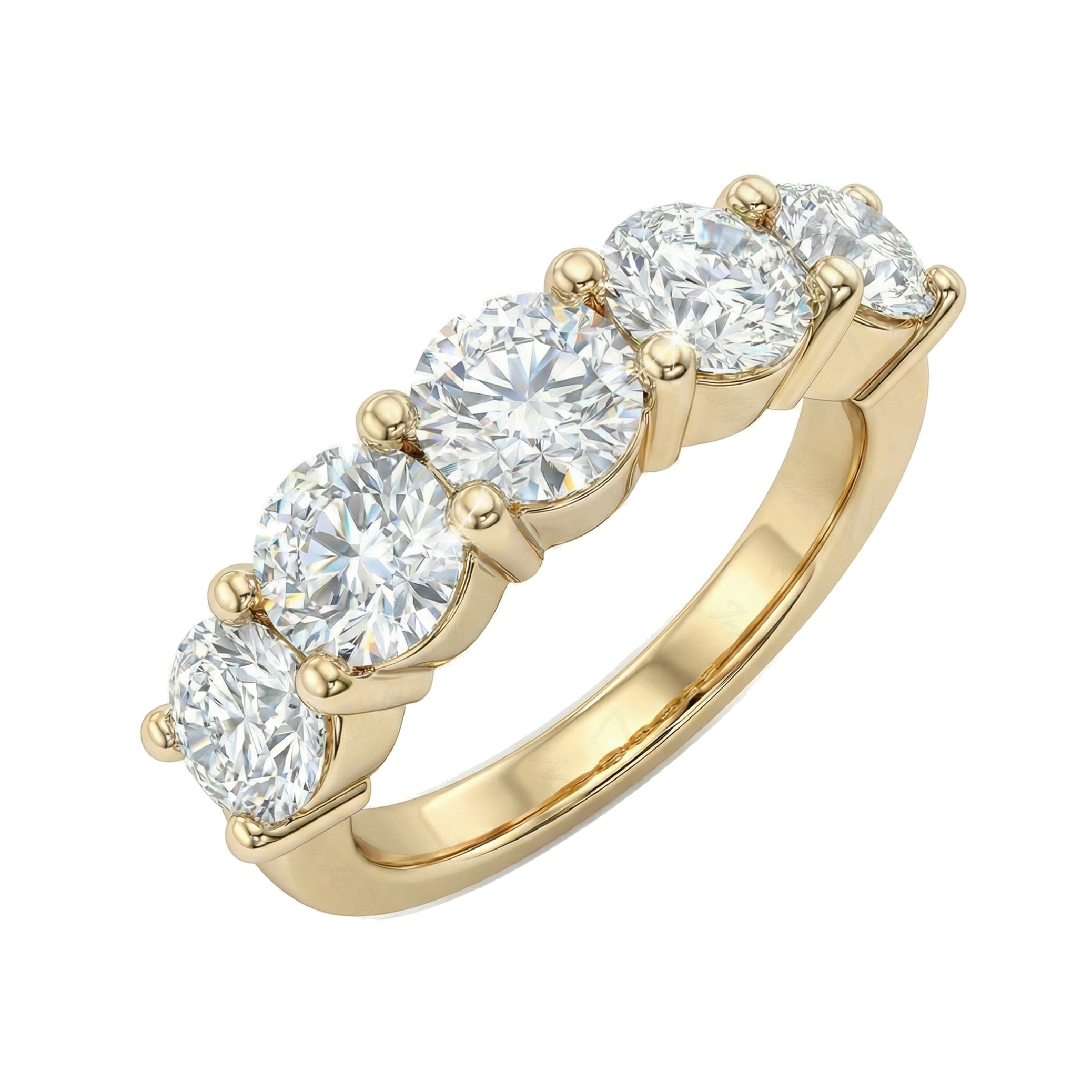 2.50 ct EF VS Lab Grown Diamond Single Row Wedding Band in 14k Yellow Gold