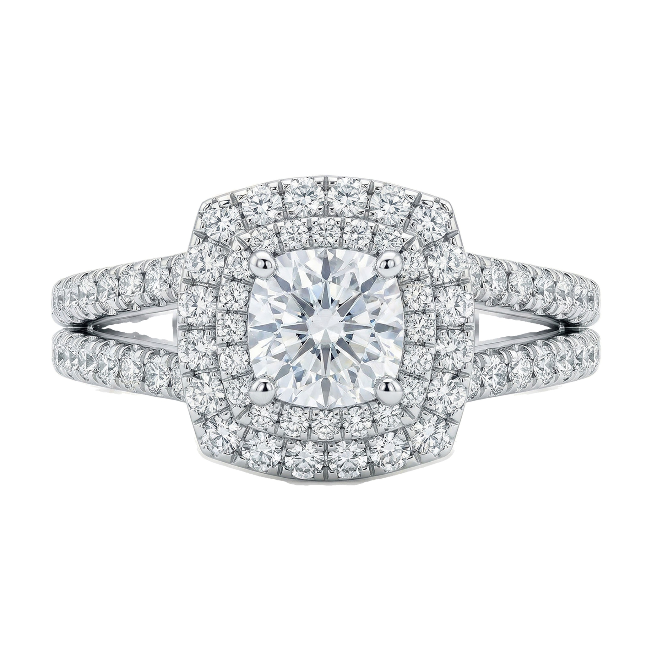 1.33 ct EF VS Lab Grown Diamond Halo Engagement Ring in 14k White Gold