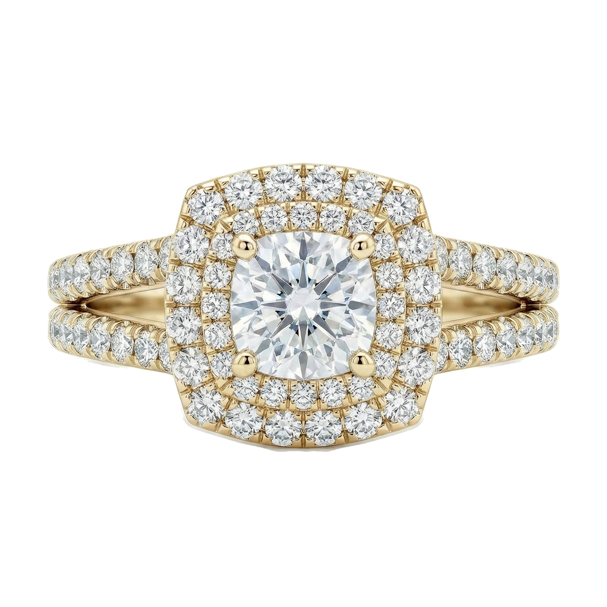 1.33 ct EF VS Lab Grown Diamond Halo Engagement Ring in 14k Yellow Gold