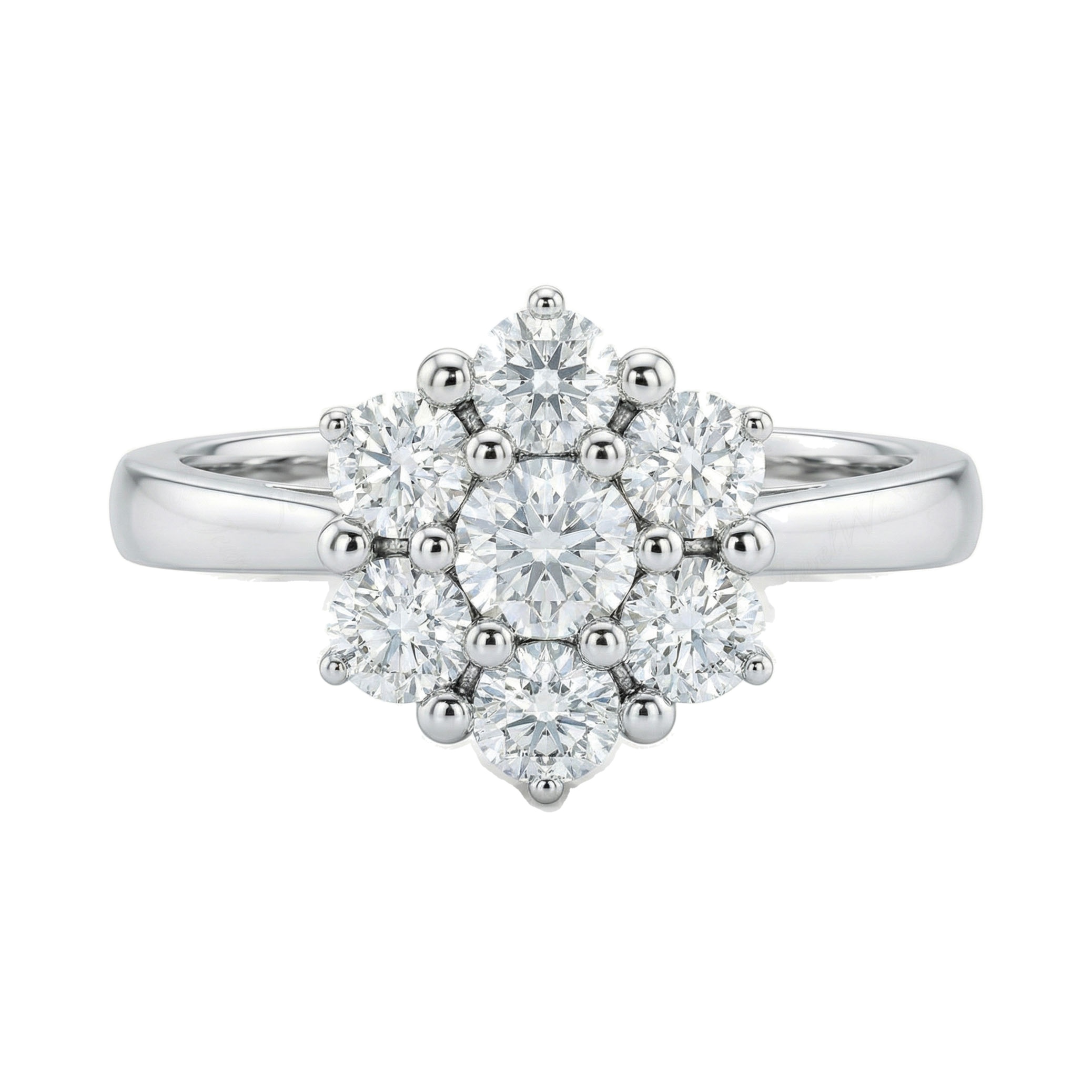 0.60 ct EF VS Lab Grown Diamond Circle Cluster Engagement Ring in 10k White Gold