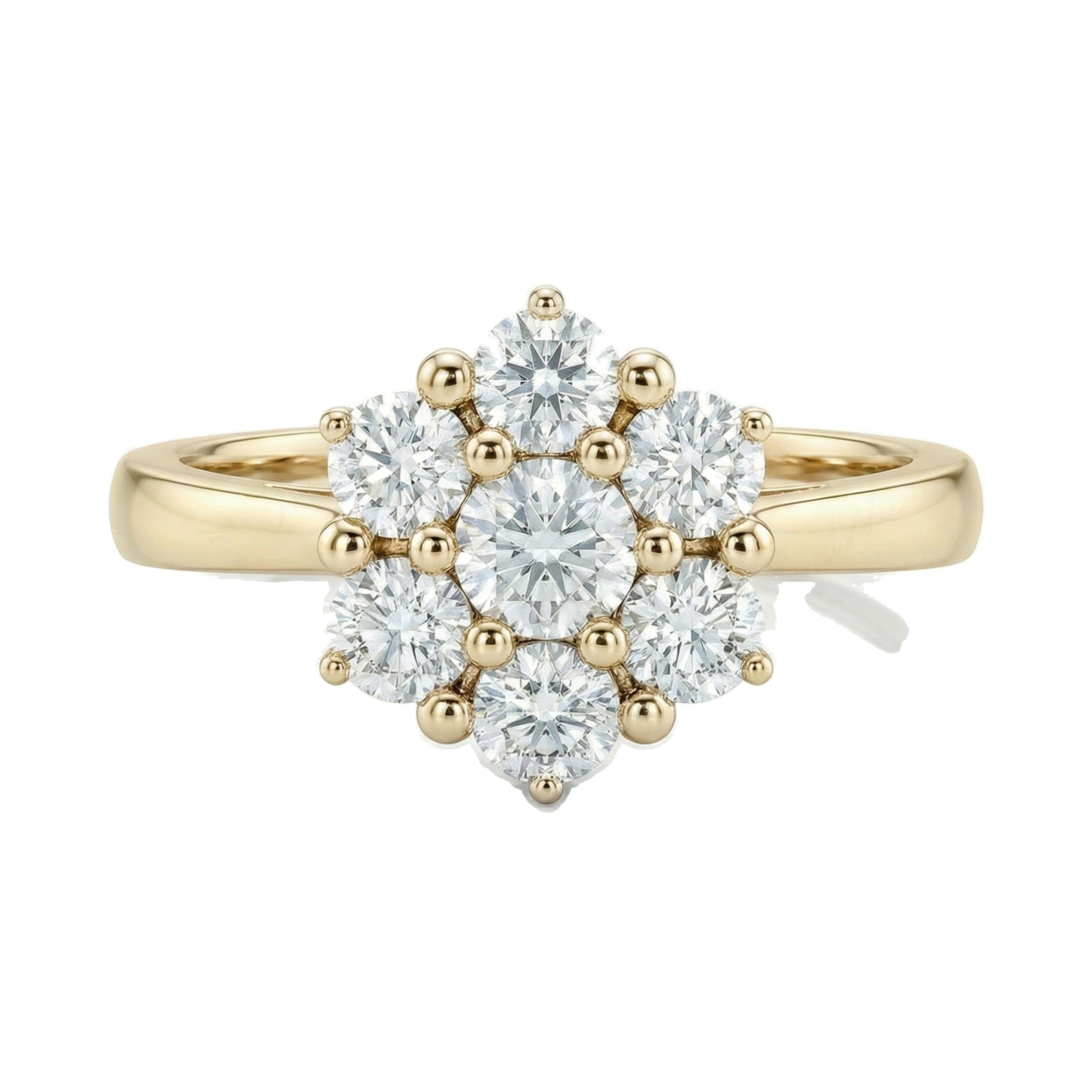 0.60 ct EF VS Lab Grown Diamond Circle Cluster Engagement Ring in 10k Yellow Gold