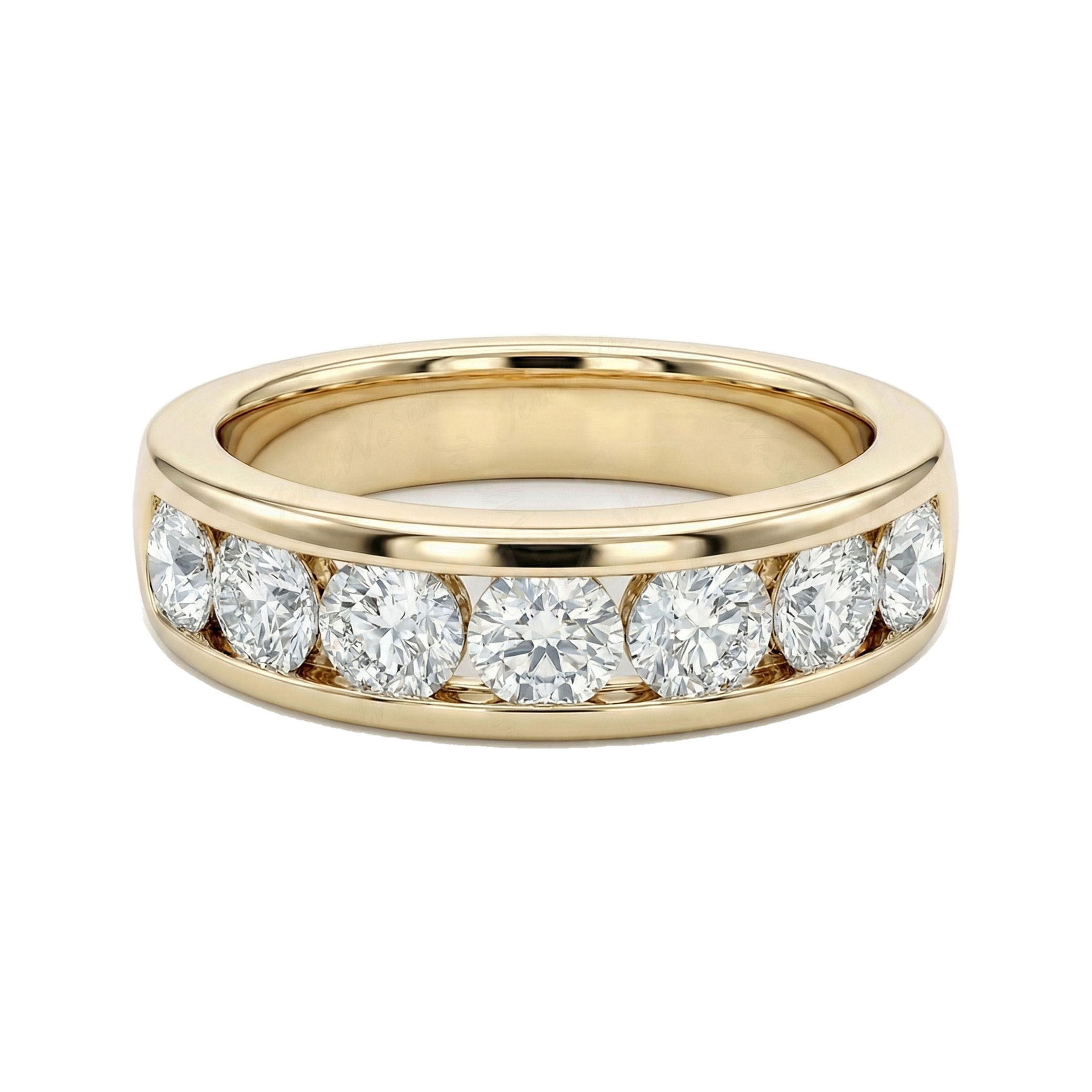 1.60 ct EF VS Lab Grown Diamond Single Row Wedding Band in 10k Yellow Gold