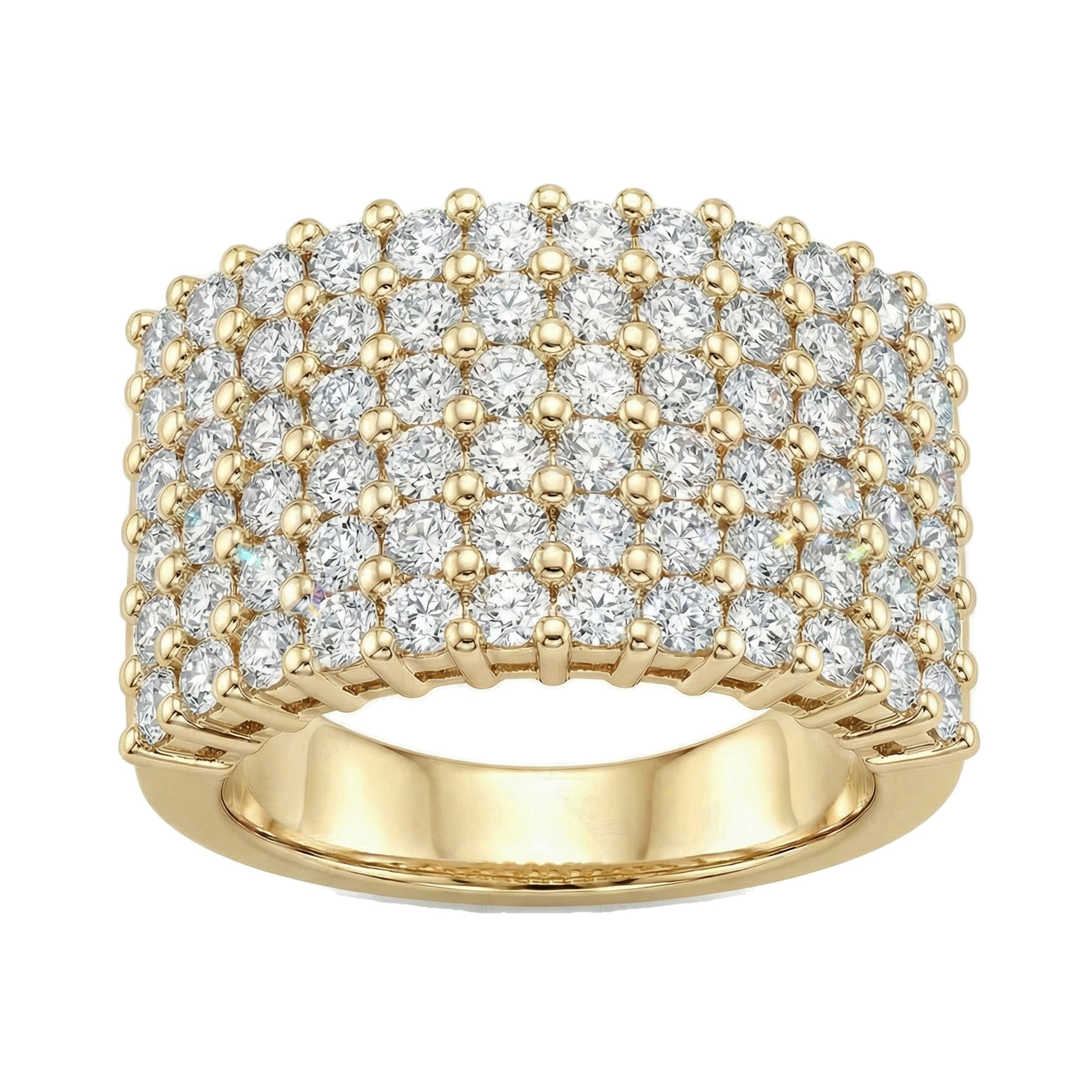 3.25 ct EF VS Lab Grown Diamond Multi Row Wedding Band in 10k Yellow Gold