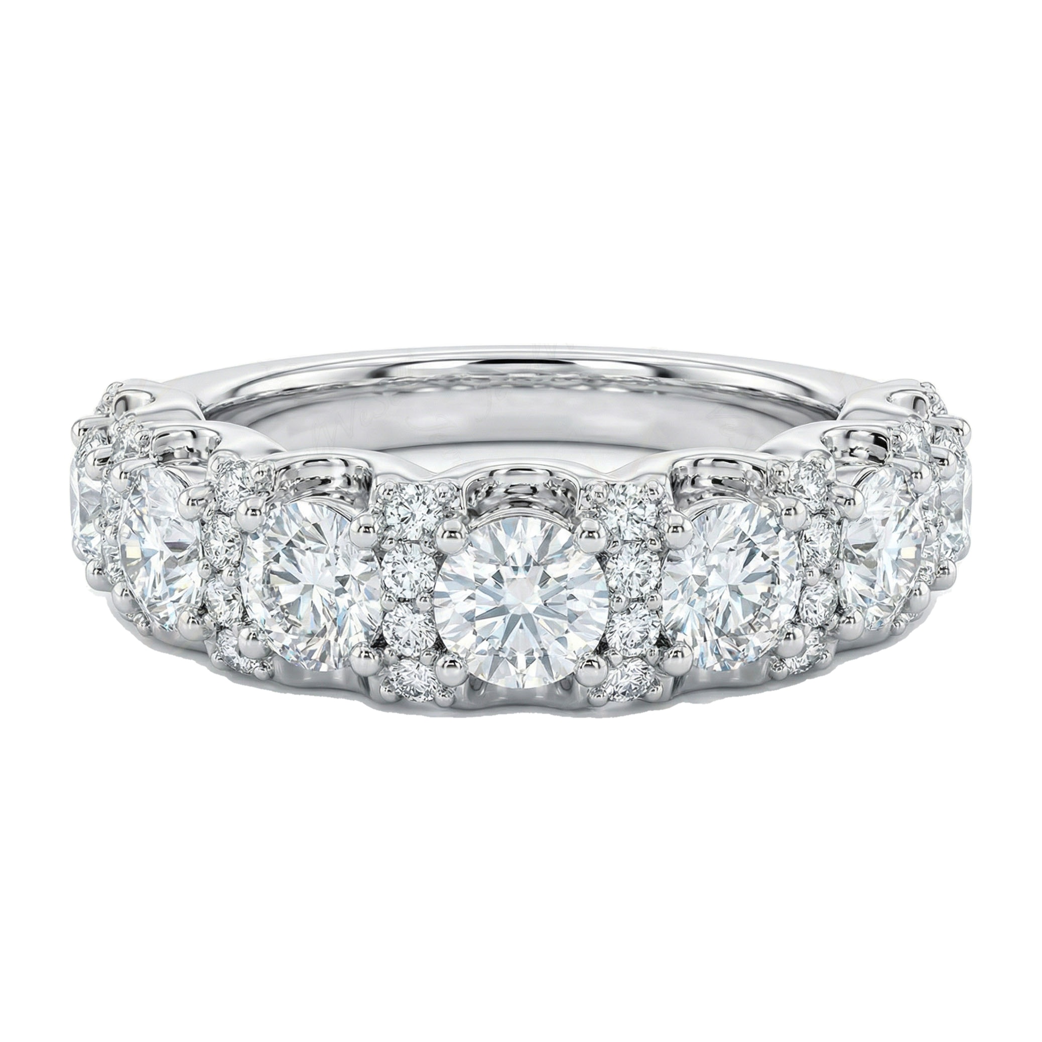 3.60 ct EF VS Lab Grown Diamond Single Row Wedding Band in 14k White Gold