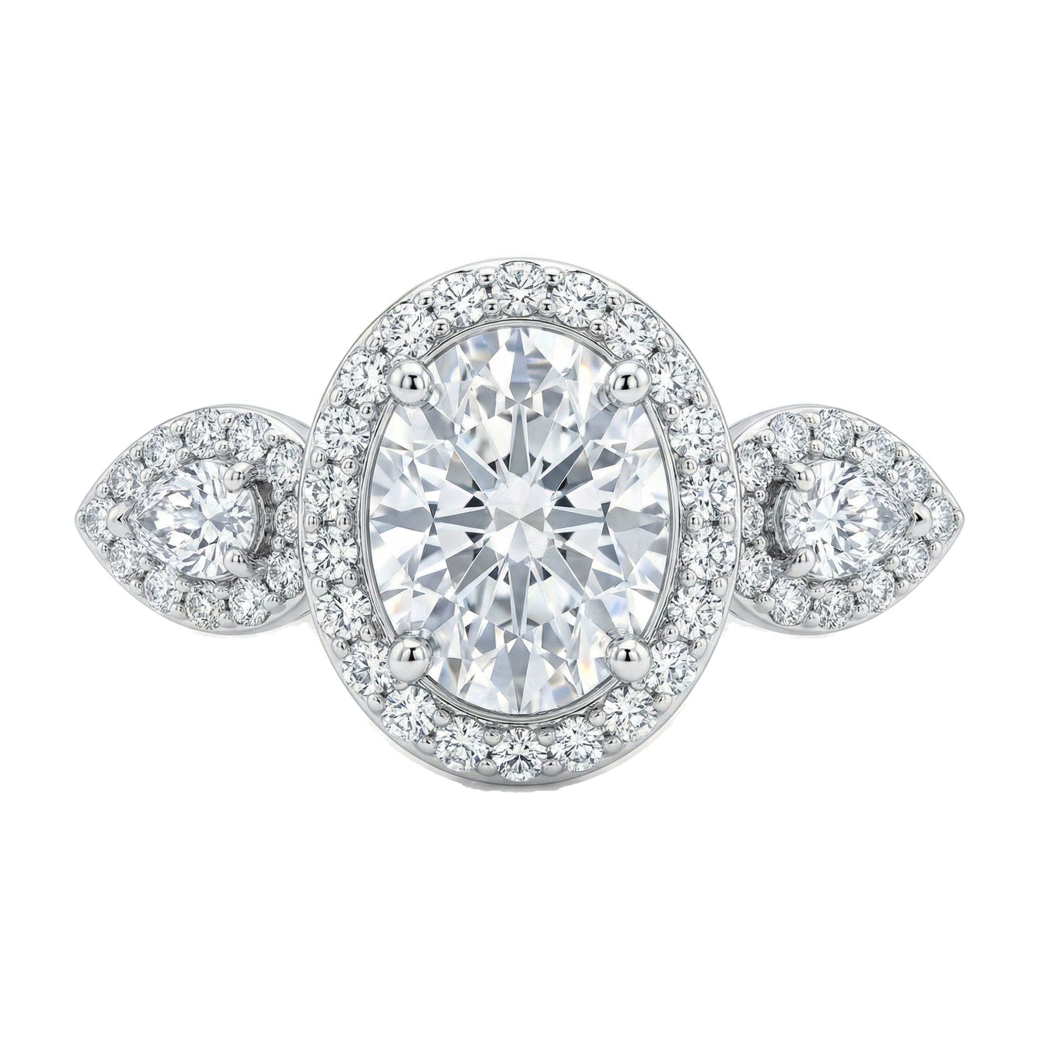 2.75 ct EF VS Lab Grown Diamond Halo Engagement Ring in 10k White Gold