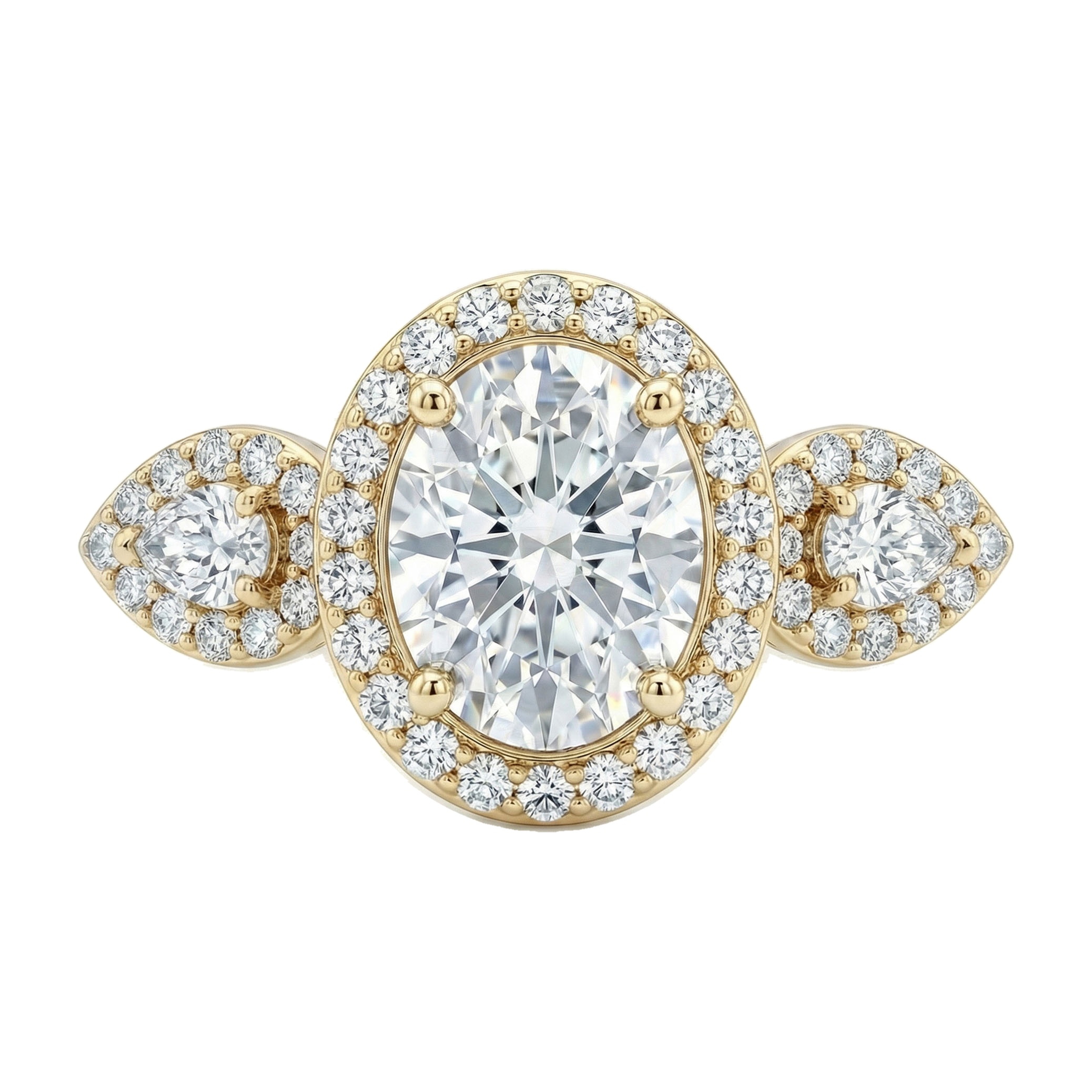 2.75 ct EF VS Lab Grown Diamond Halo Engagement Ring in 10k Yellow Gold