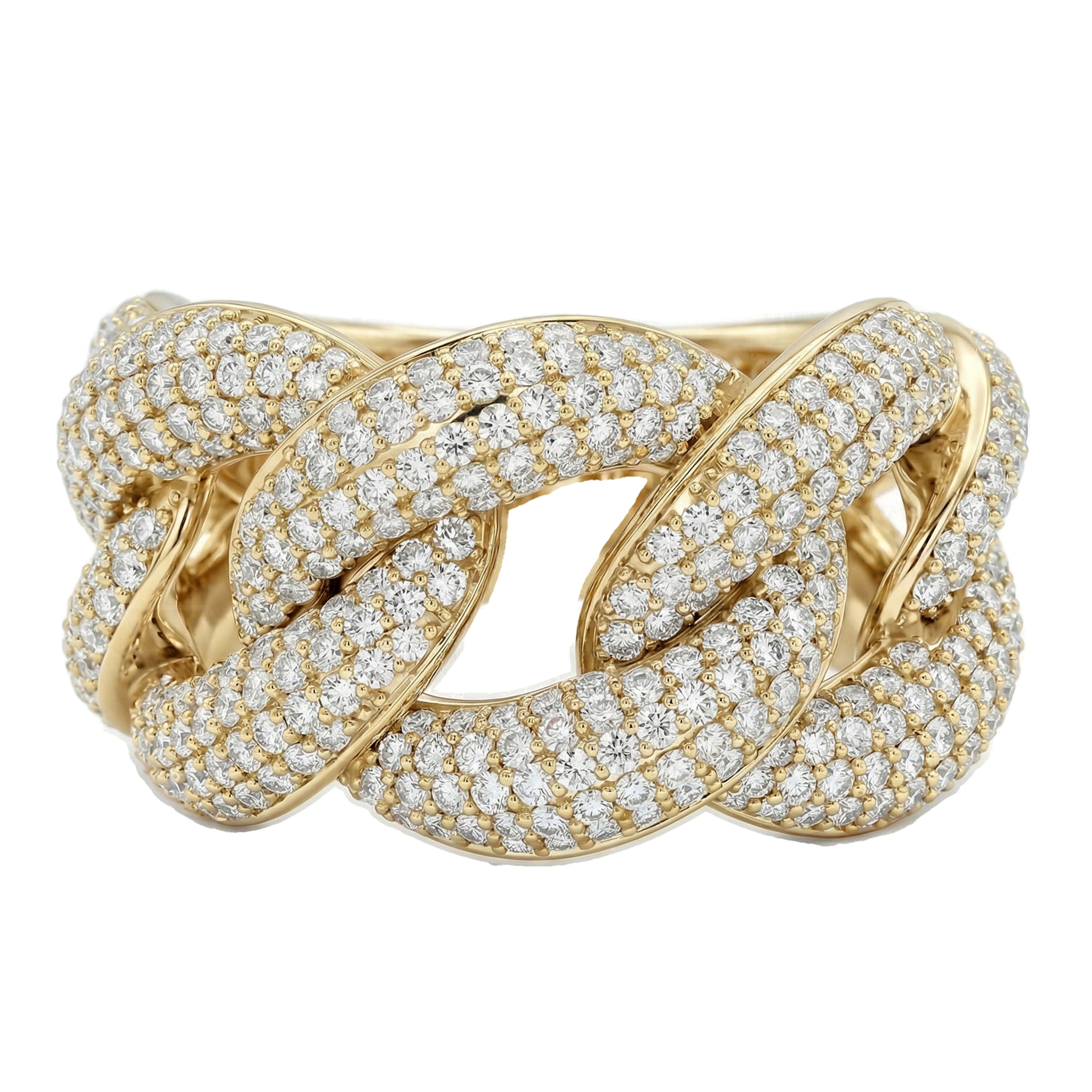 2.10 ct EF VS Lab Grown Diamond Mens Cuban Ring in 14k Yellow Gold