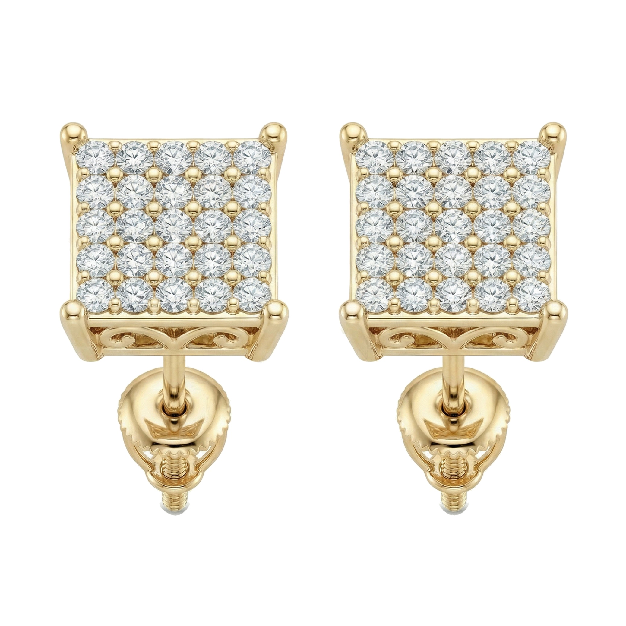 0.50 ct EF VS Lab Grown DIamond Micropave Earrings in 14k Yellow Gold