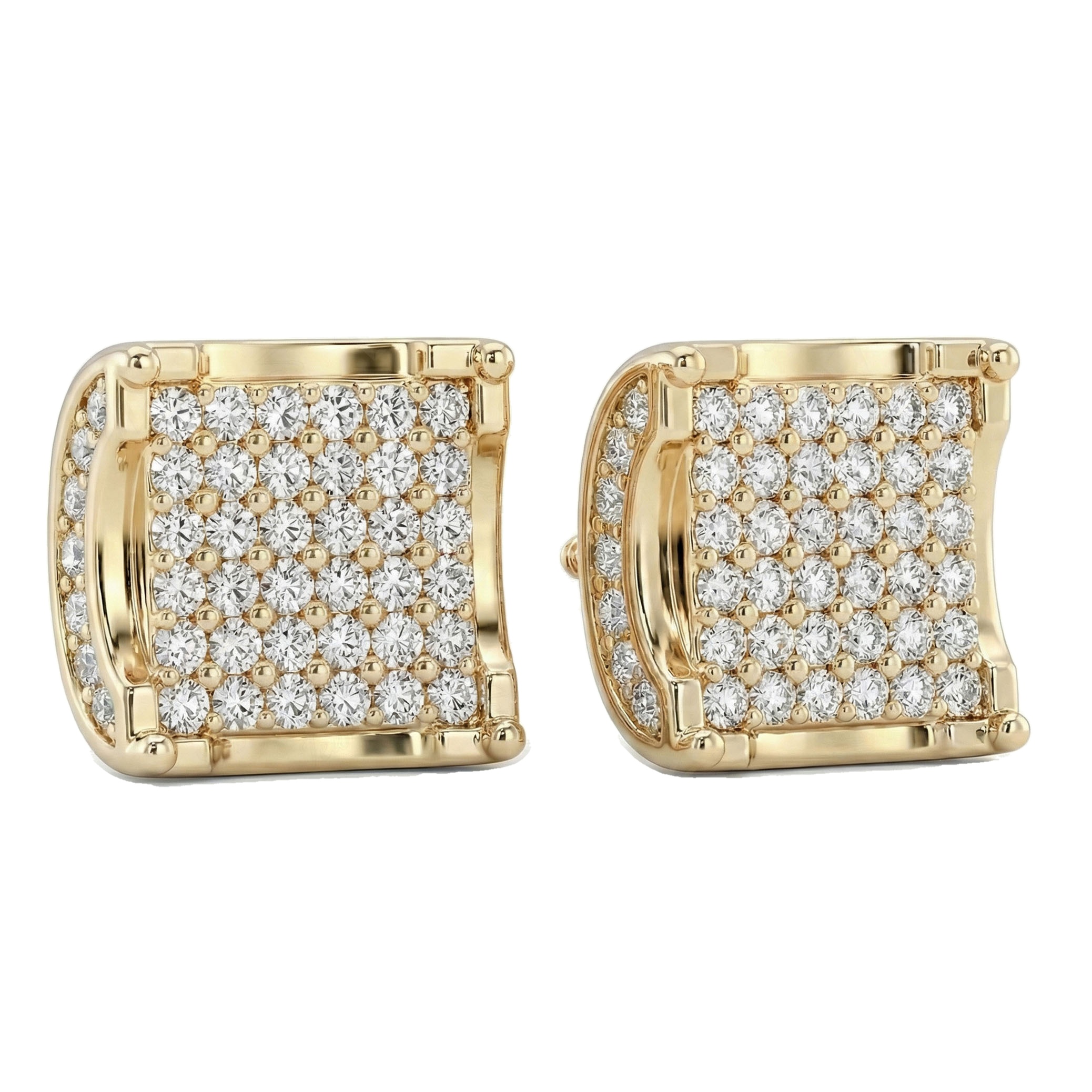 0.80 ct EF VS Lab Grown DIamond Micropave Earrings in 10k Yellow Gold