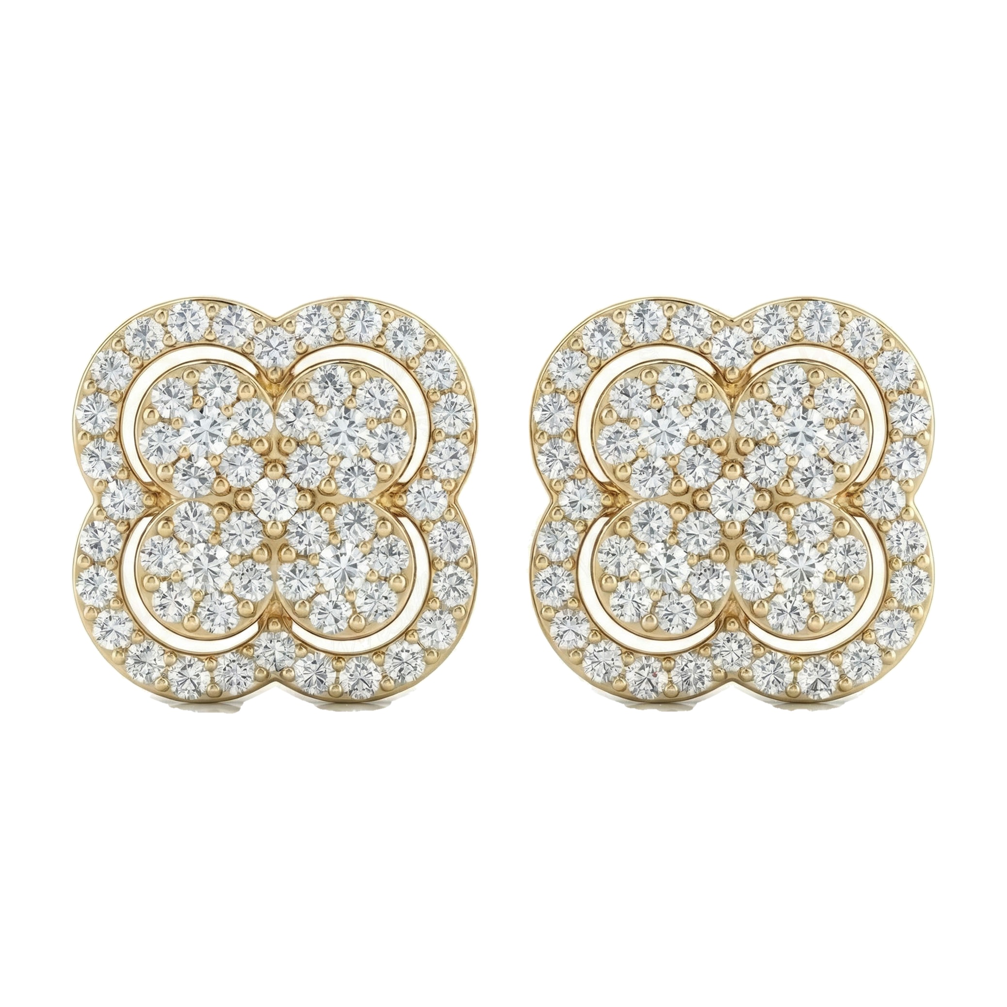 1.35 ct EF VS Lab Grown DIamond Cluster Earrings in 10k Yellow Gold