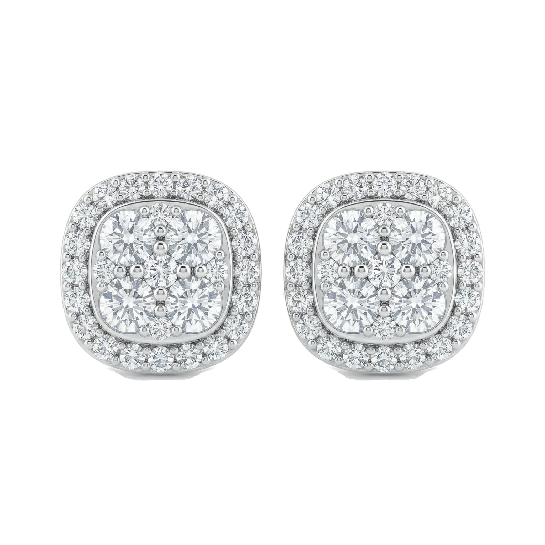 2.05 ct EF VS Lab Grown DIamond Cluster Earrings in 10k White Gold