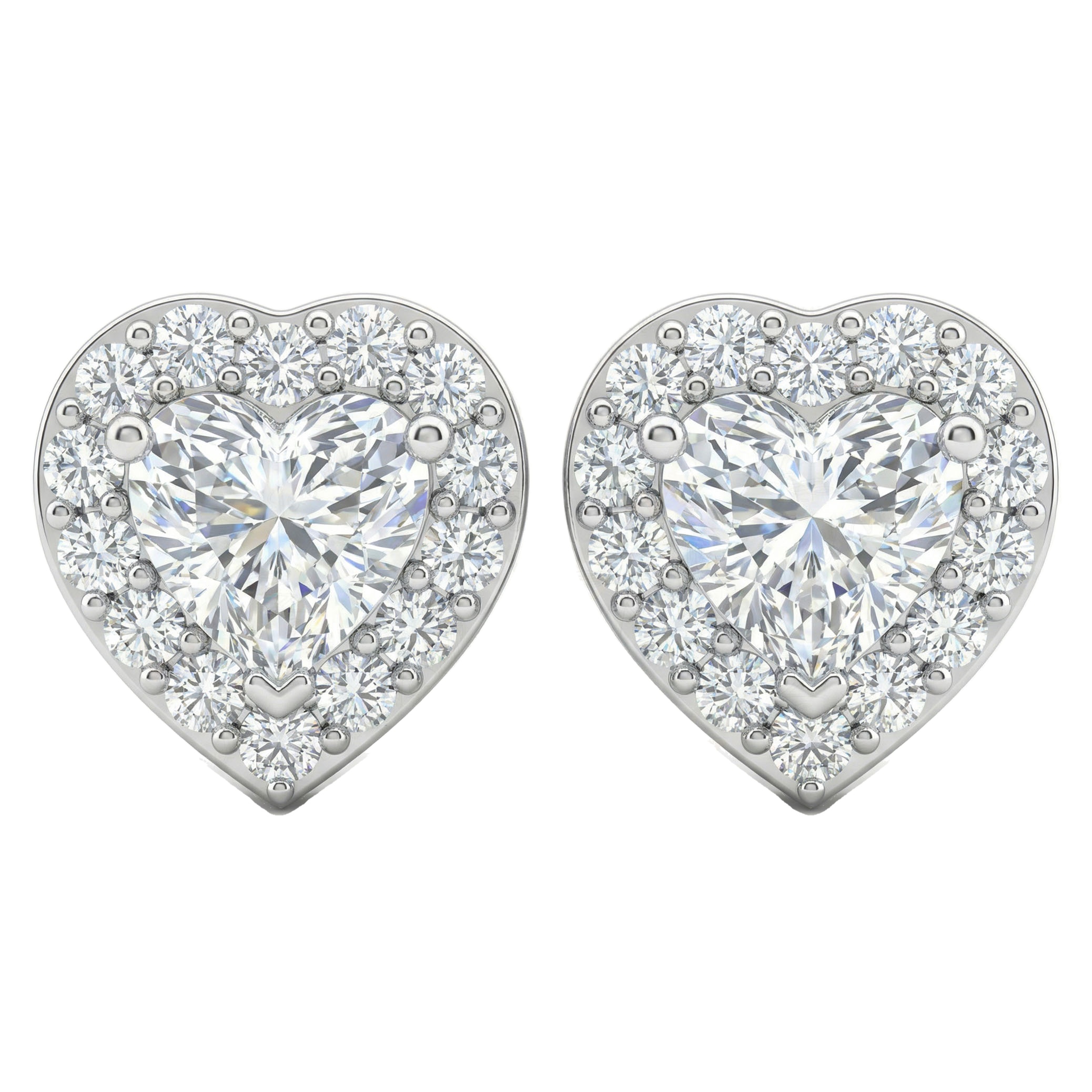 0.85 ct EF VS Lab Grown DIamond Heart Earrings in 14k White Gold