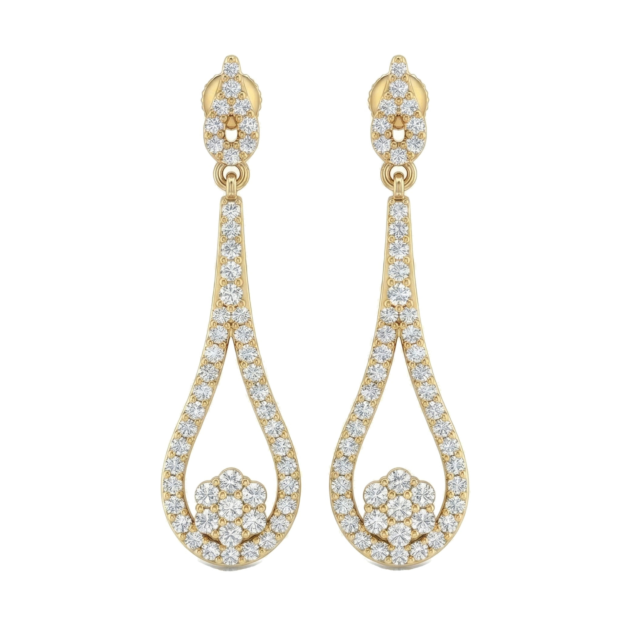 1.55 ct EF VS Lab Grown DIamond Drop Earrings in 14k Yellow Gold