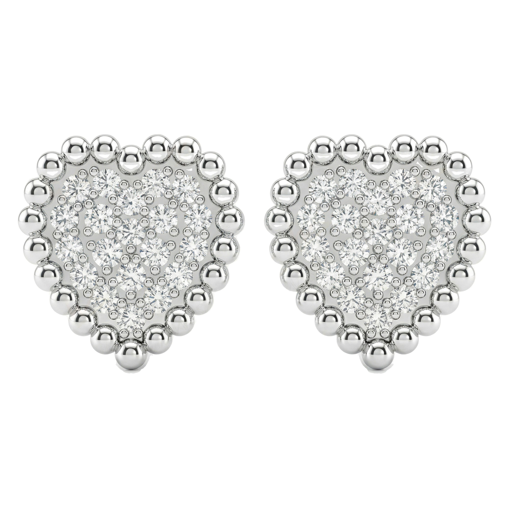 0.40 ct EF VS Lab Grown DIamond Heart Earrings in 14k White Gold