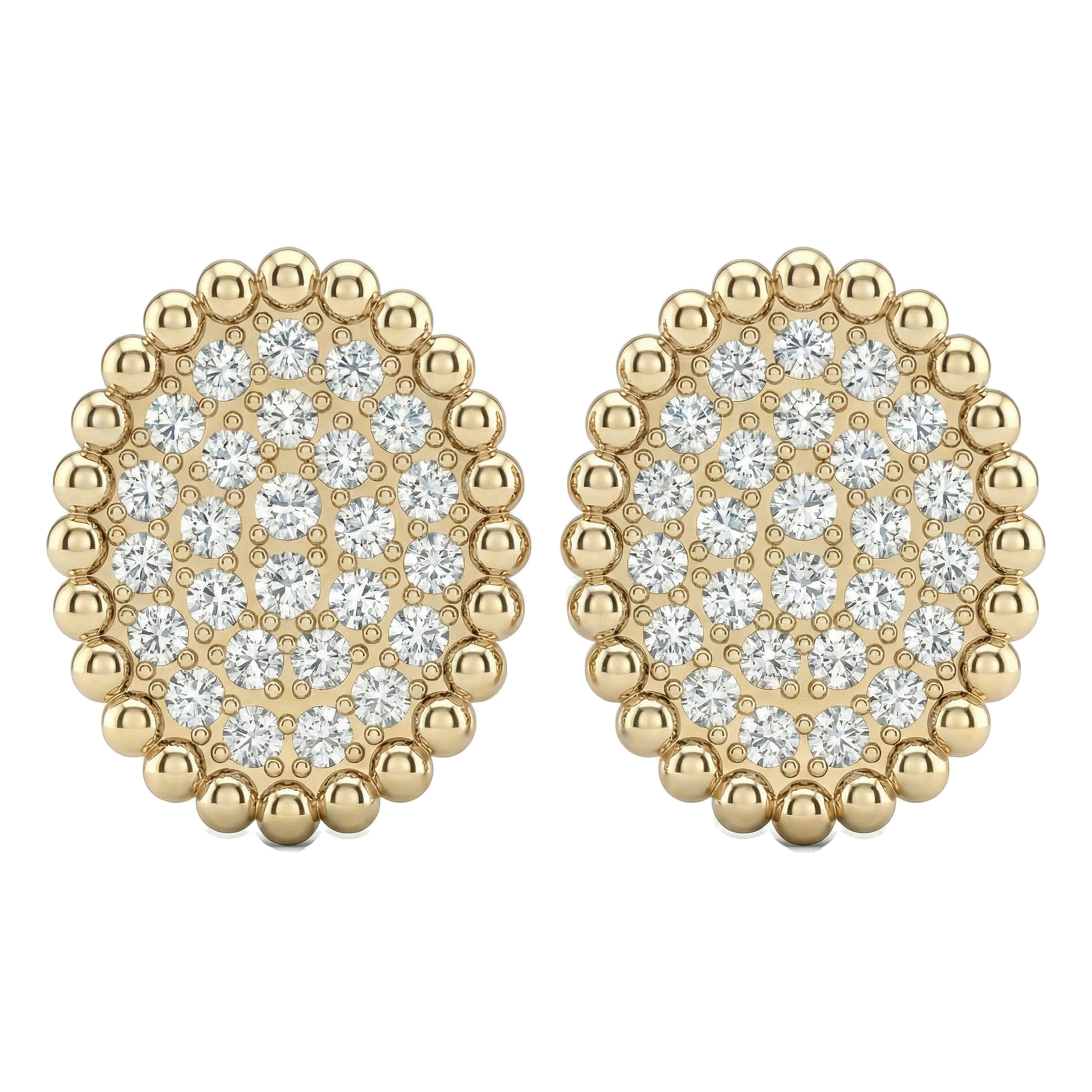 0.50 ct EF VS Lab Grown DIamond Micropave Earrings in 10k Yellow Gold