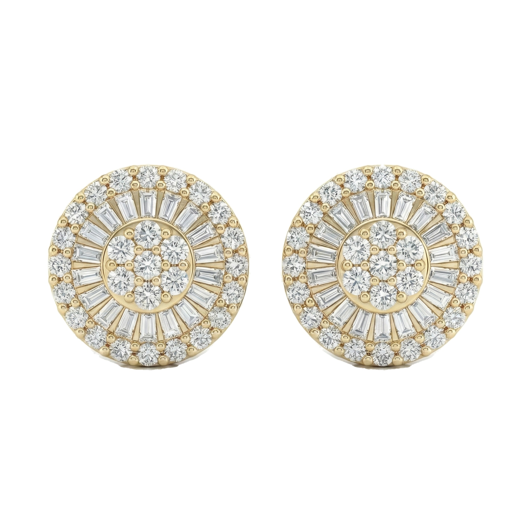 0.85 ct EF VS Lab Grown DIamond Cluster Earrings in 14k Yellow Gold