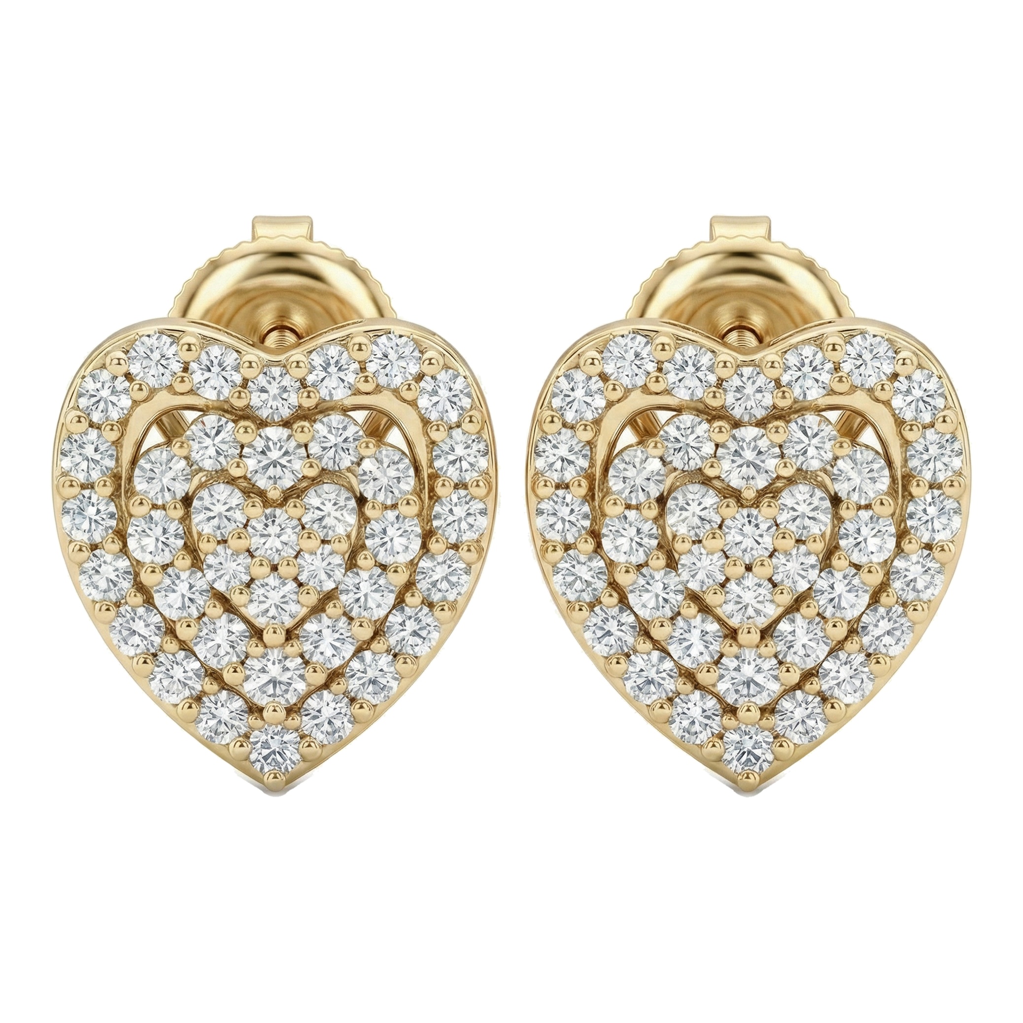 0.55 ct EF VS Lab Grown DIamond Heart Earrings in 10k Yellow Gold