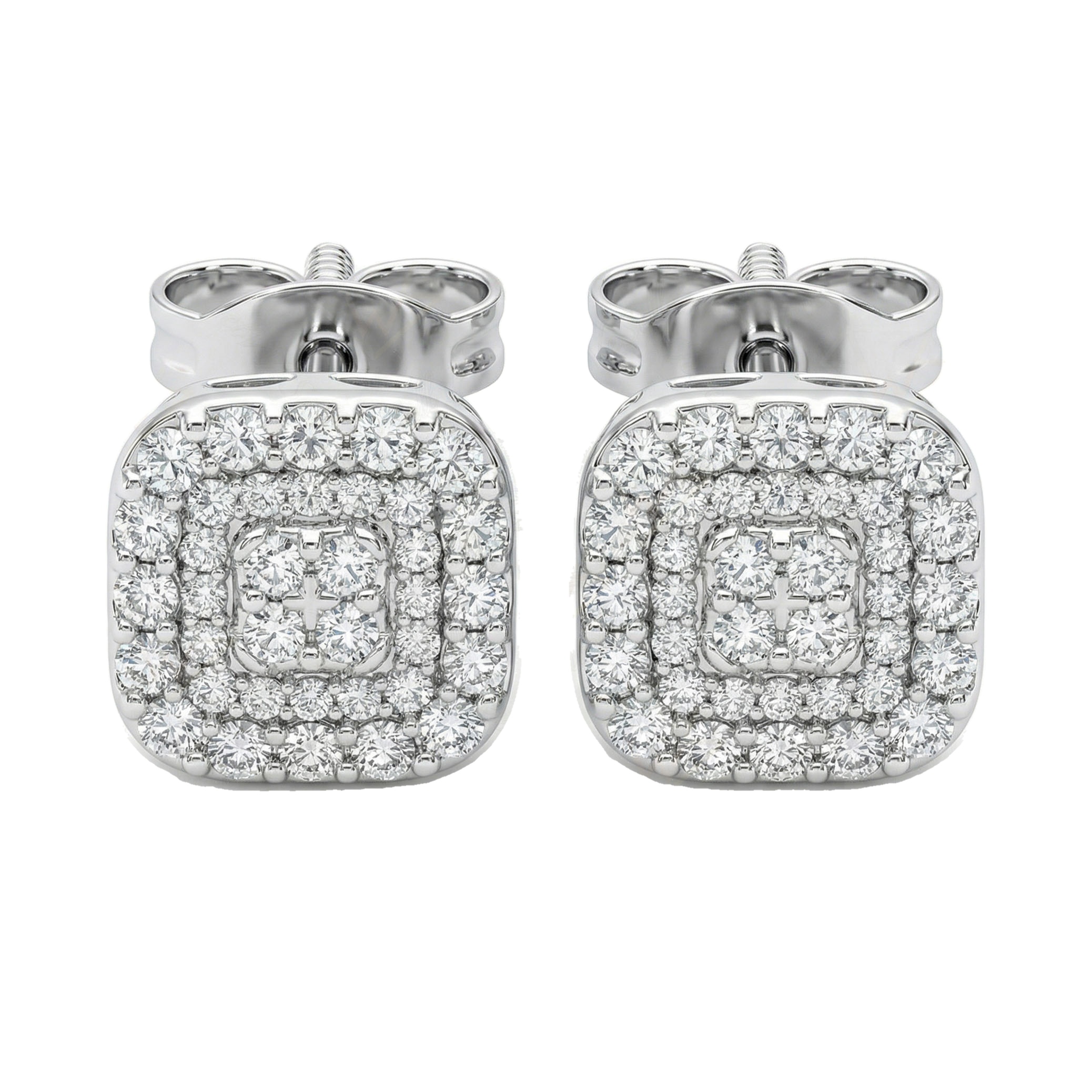 0.40 ct EF VS Lab Grown DIamond Square Earrings in 14k White Gold