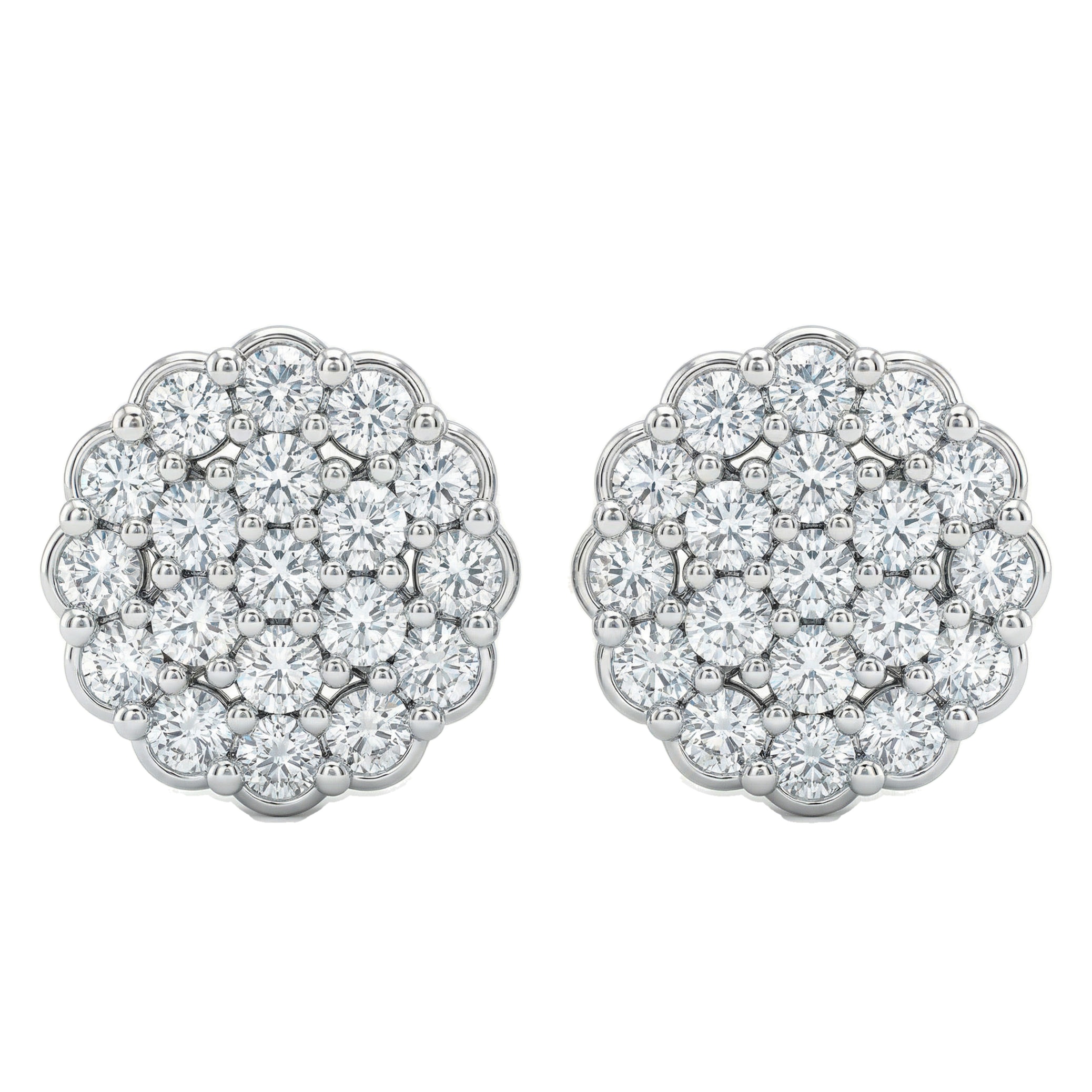 0.65 ct EF VS Lab Grown DIamond Cluster Earrings in 10k White Gold