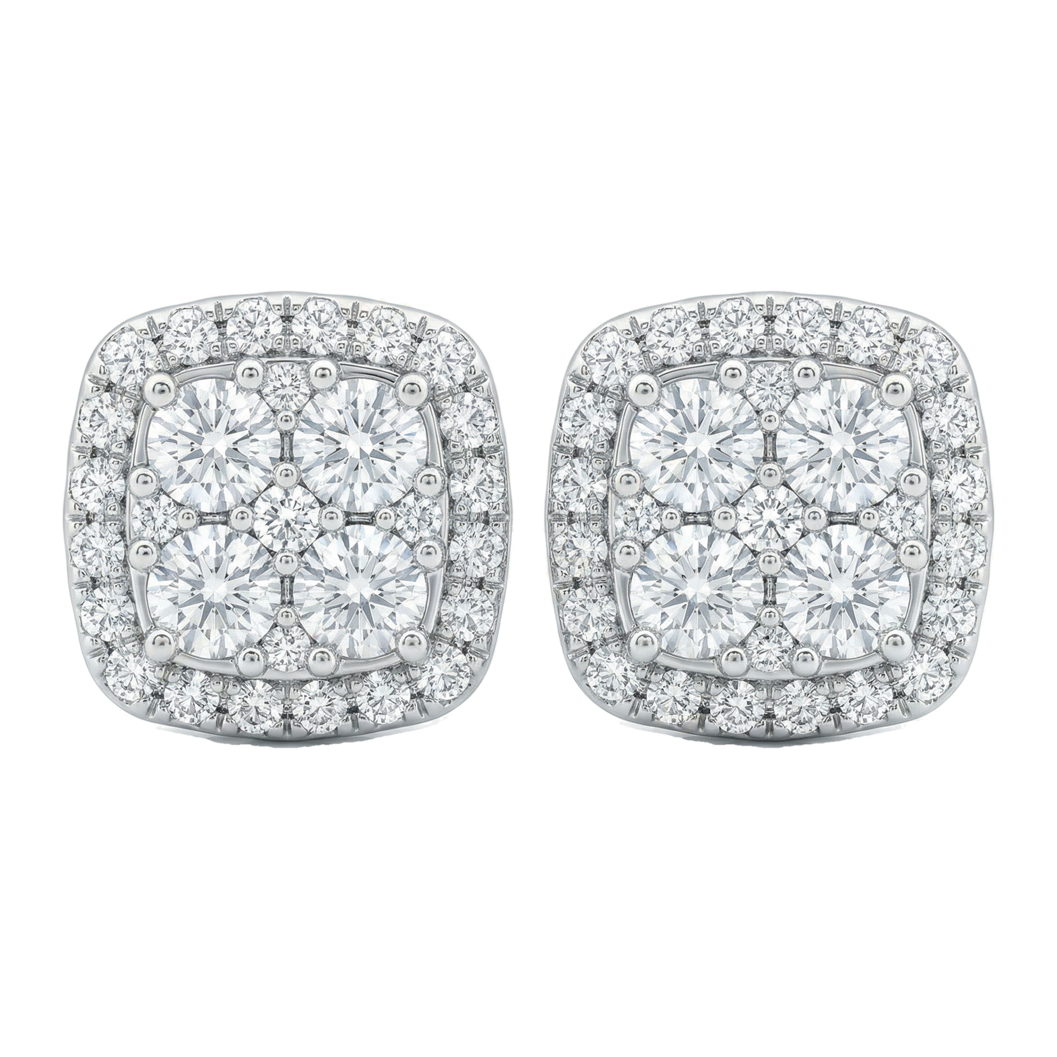 1.25 ct EF VS Lab Grown DIamond Cluster Earrings in 14k White Gold