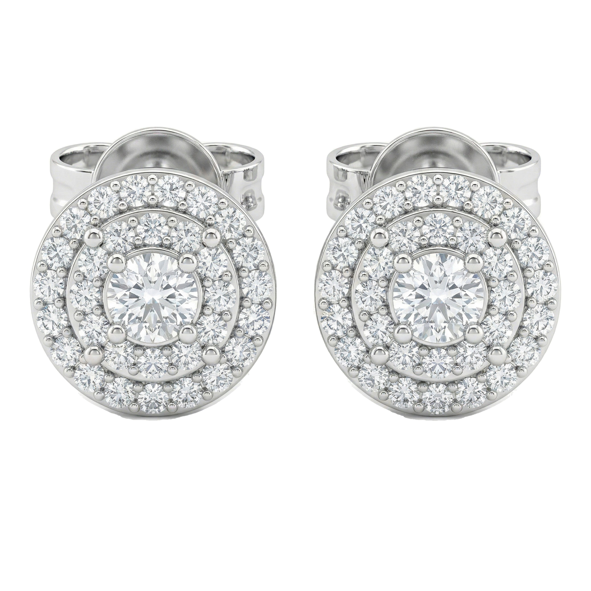 0.50 ct EF VS Lab Grown DIamond Halo Earrings in 14k White Gold
