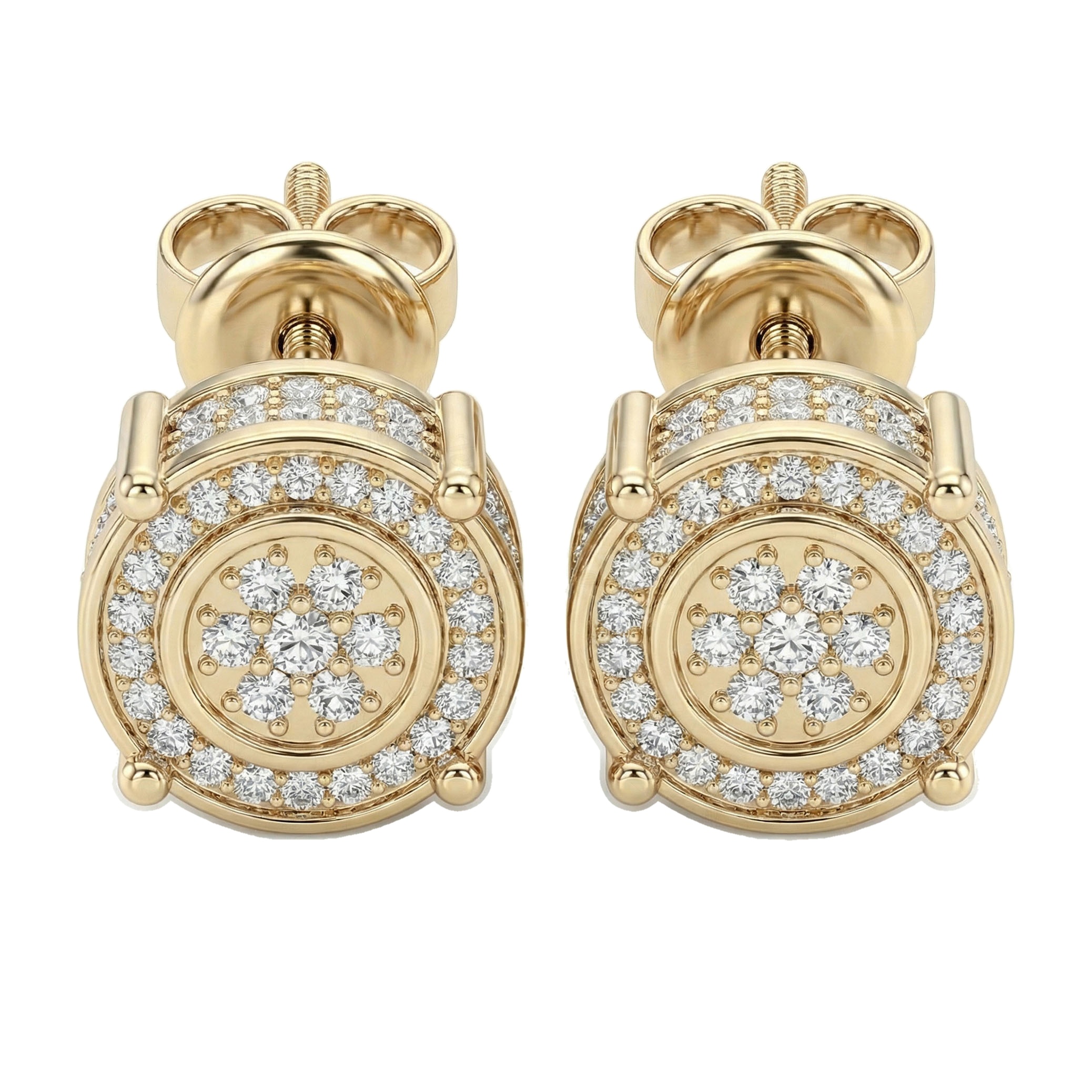 0.80 ct EF VS Lab Grown DIamond Micropave Earrings in 14k Yellow Gold