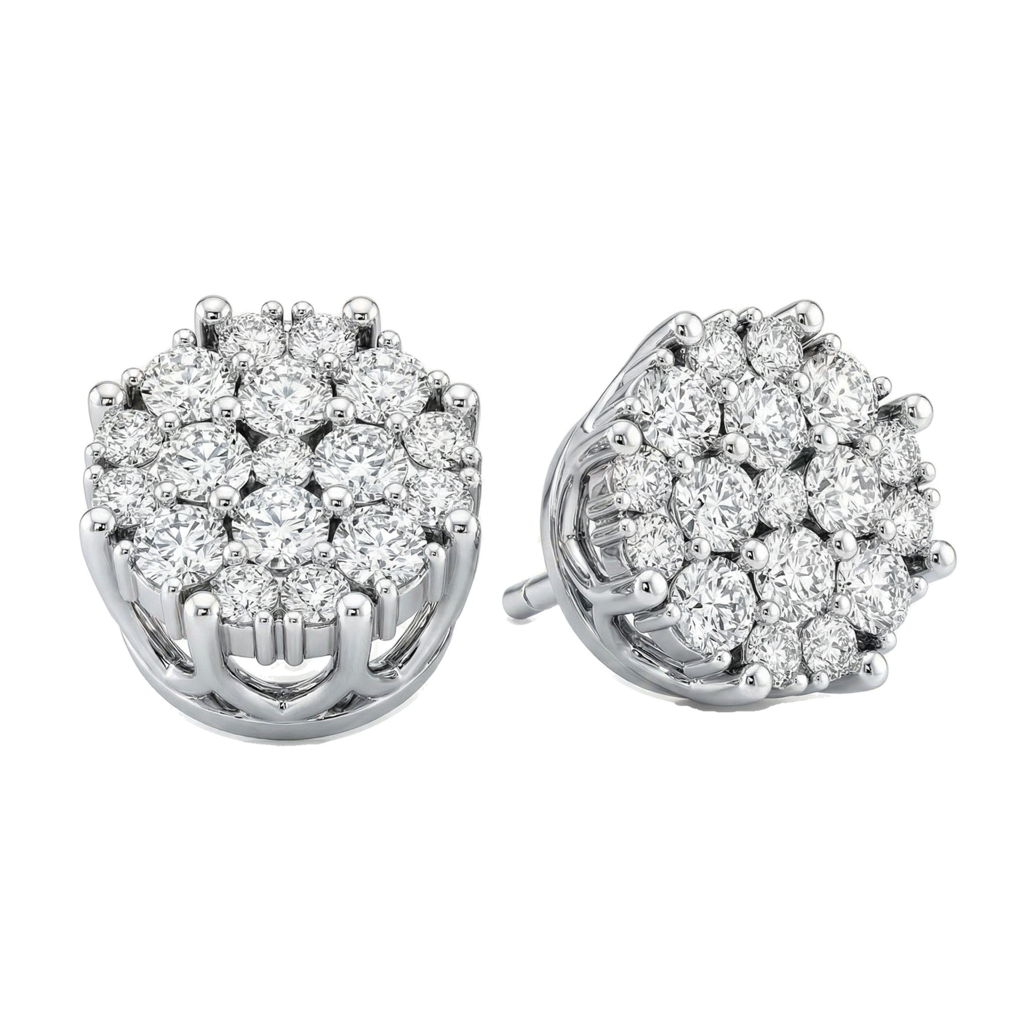 0.55 ct EF VS Lab Grown DIamond Cluster Earrings in 14k White Gold