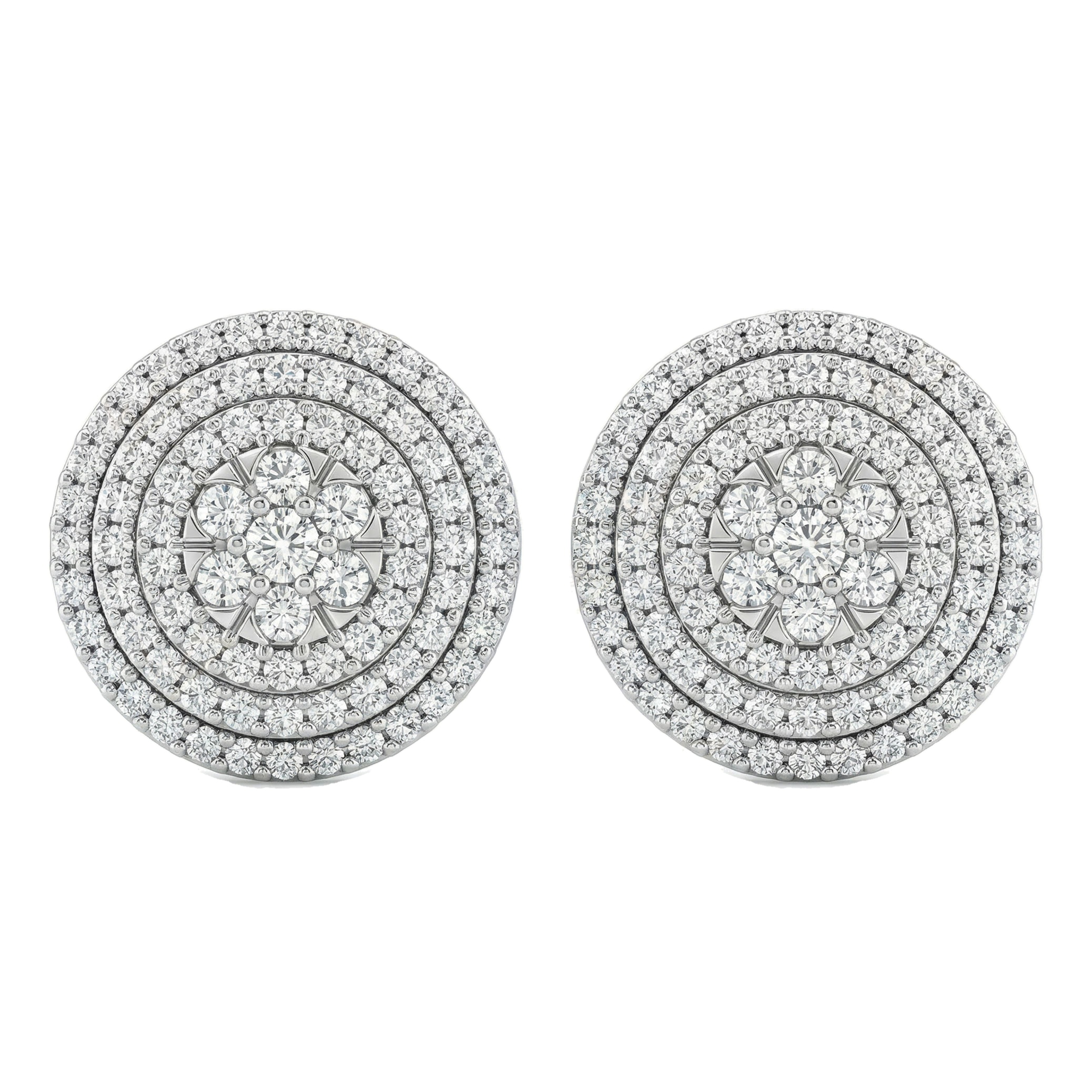 1.30 ct EF VS Lab Grown DIamond Cluster Earrings in 10k White Gold