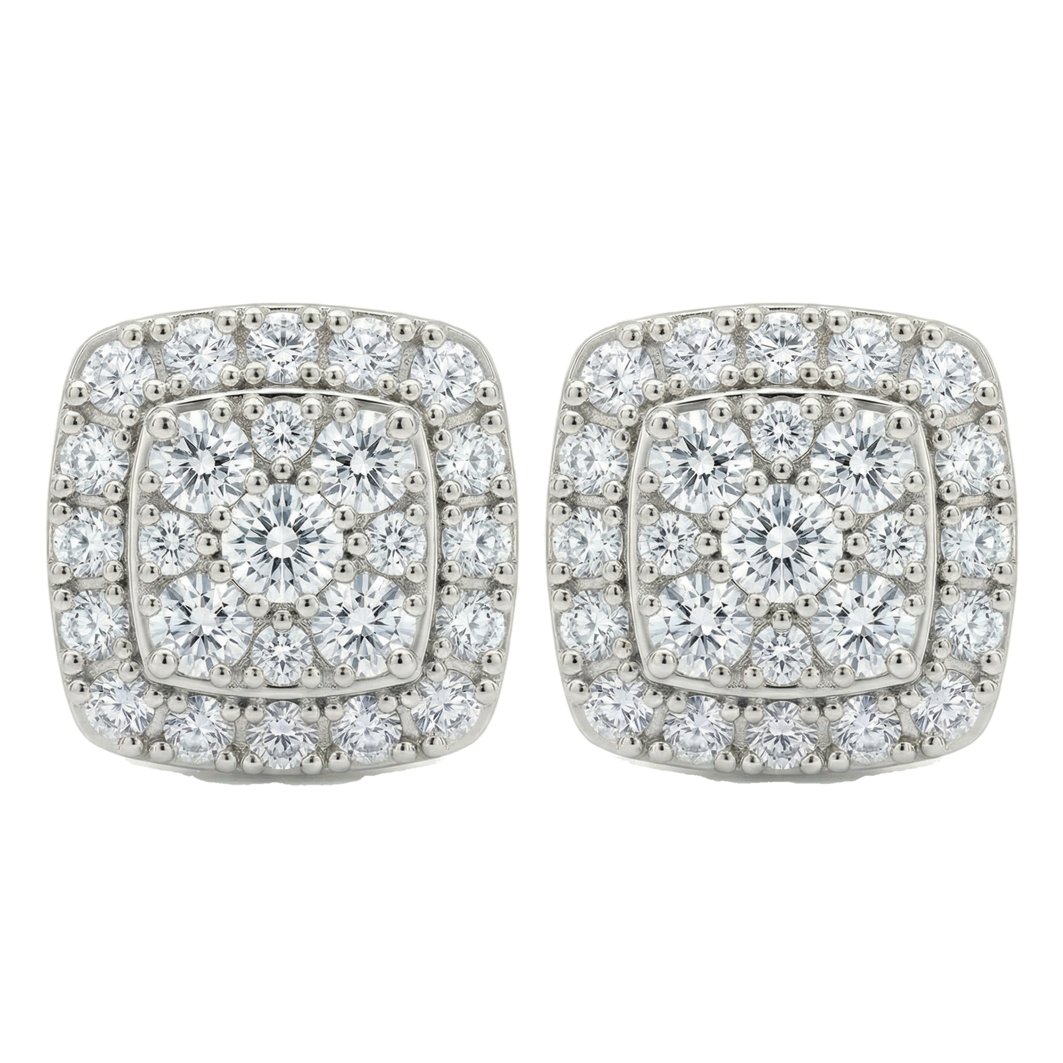 1.10 ct EF VS Lab Grown DIamond Halo Earrings in 10k White Gold