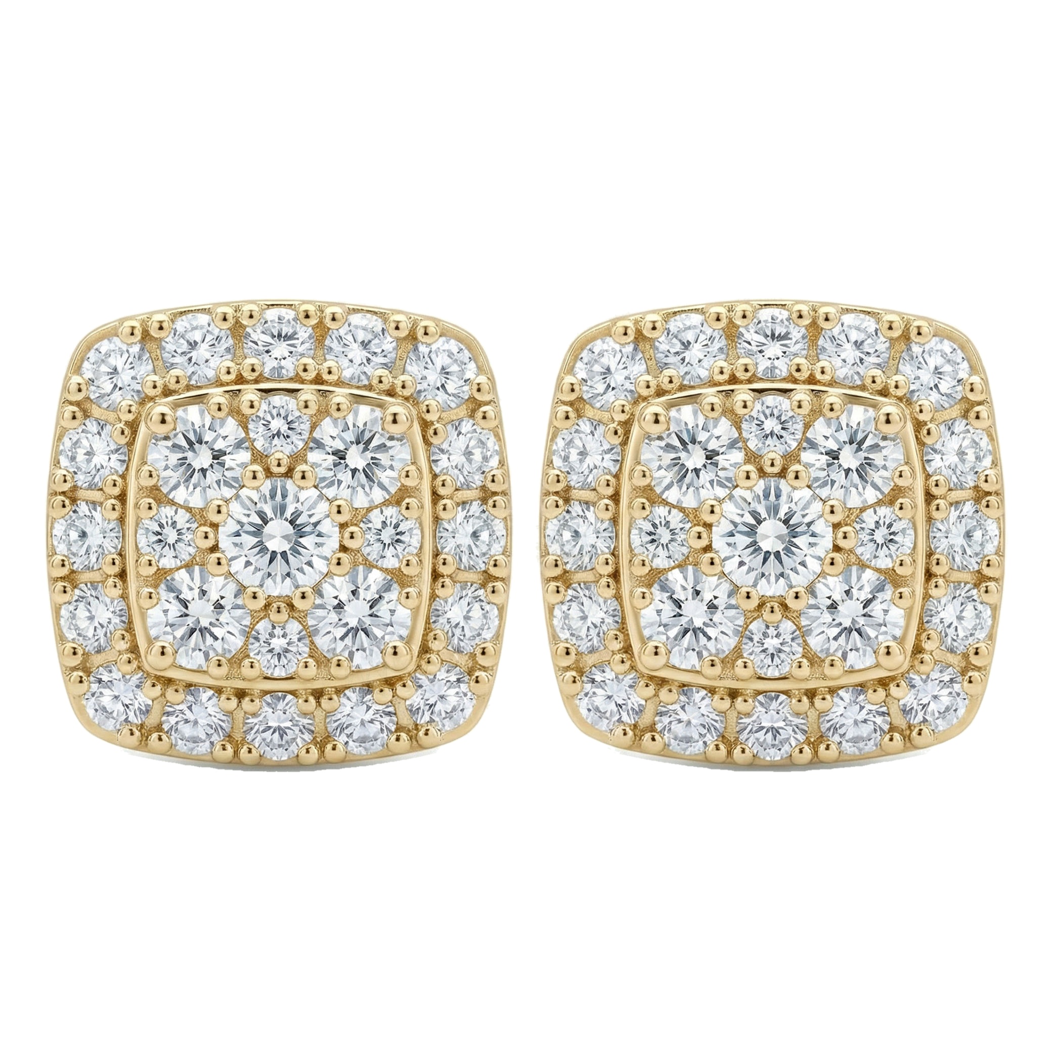 1.10 ct EF VS Lab Grown DIamond Halo Earrings in 10k Yellow Gold