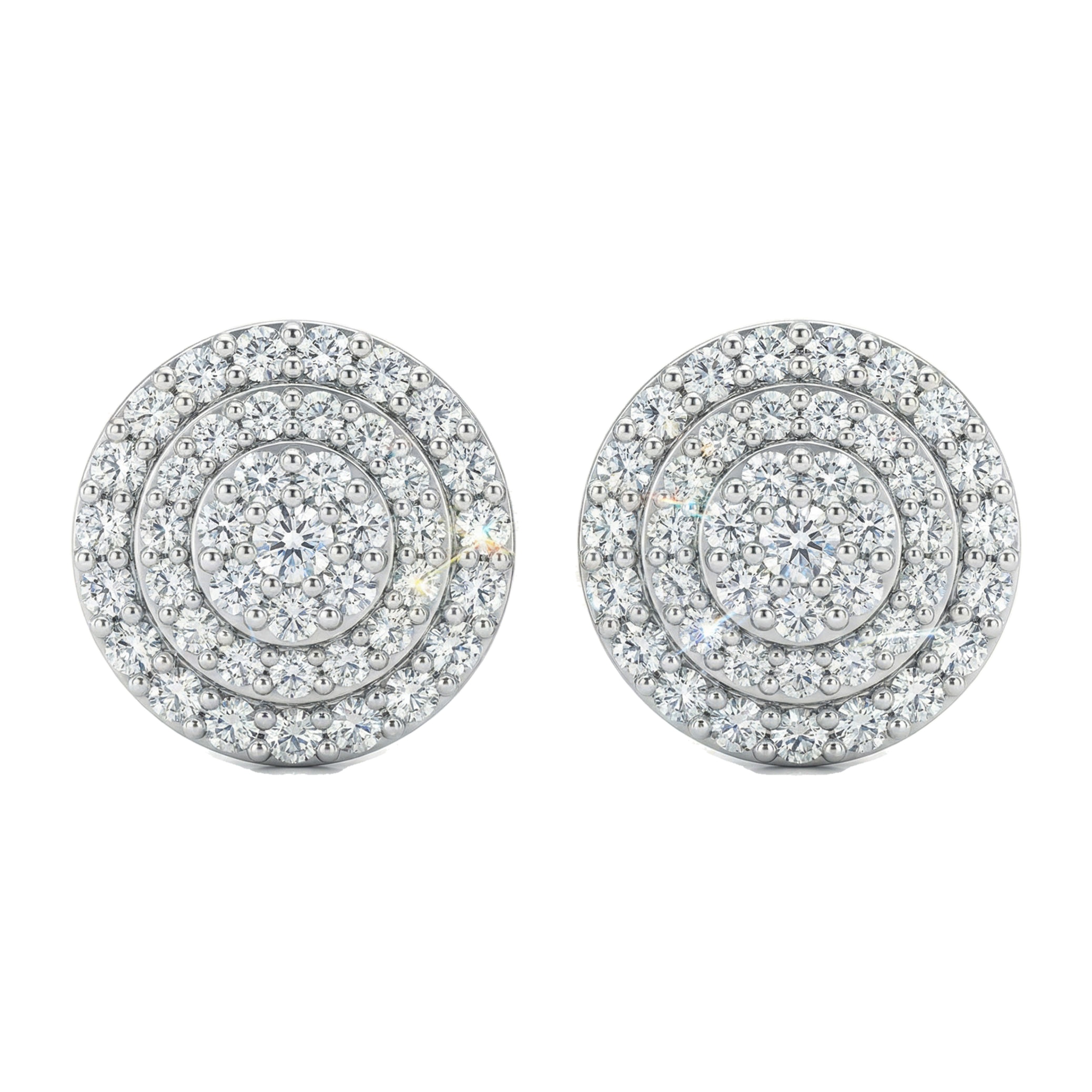 1.45 ct EF VS Lab Grown DIamond Cluster Earrings in 14k White Gold