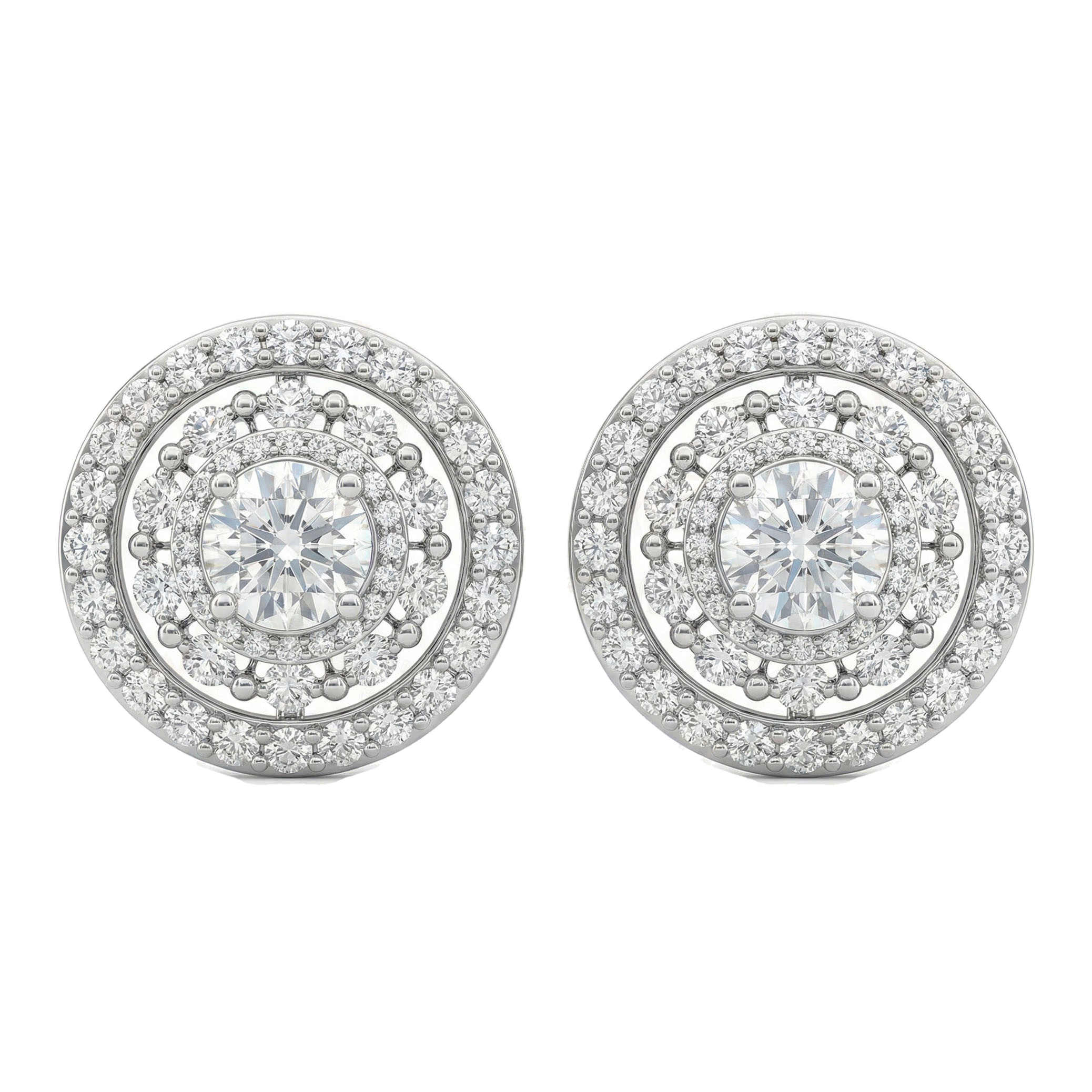3.05 ct EF VS Lab Grown DIamond Micropave Earrings in 14k White Gold