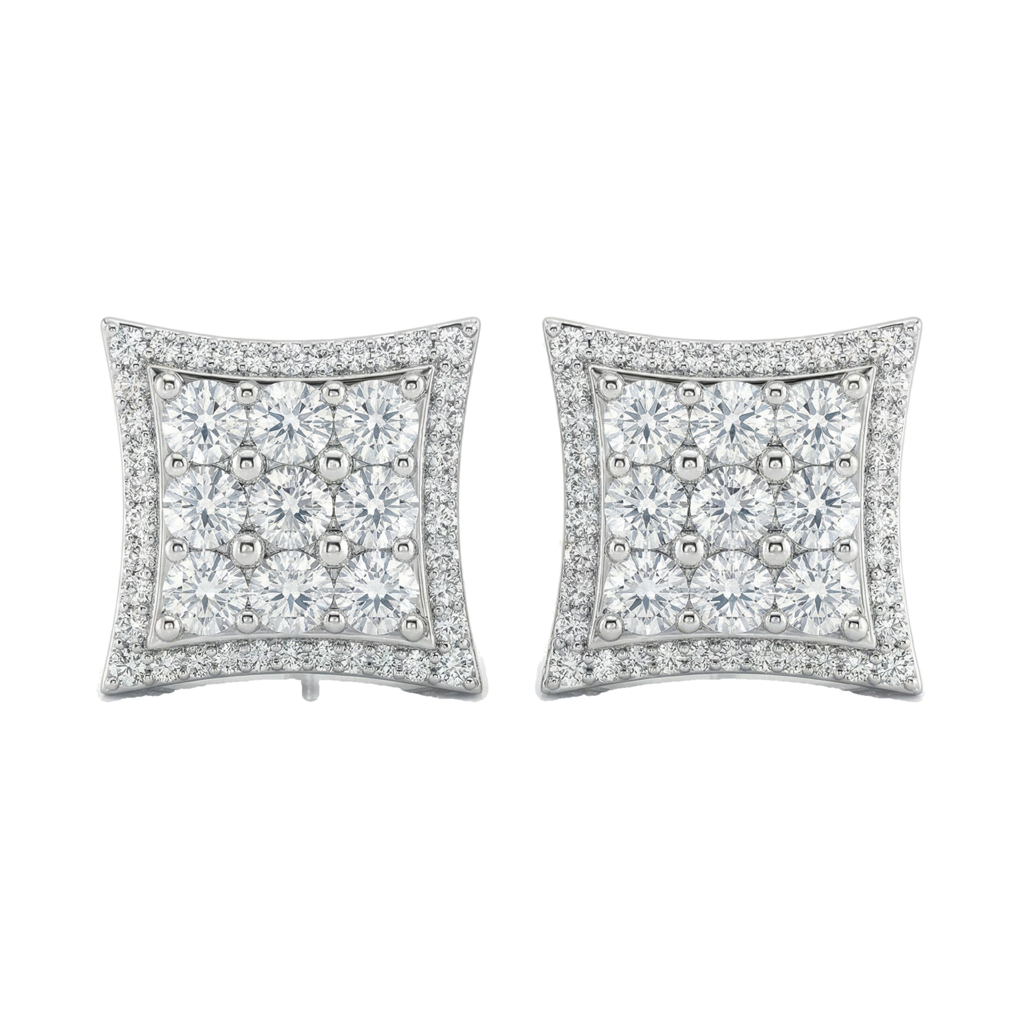 1.65 ct EF VS Lab Grown DIamond Micropave Earrings in 14k White Gold