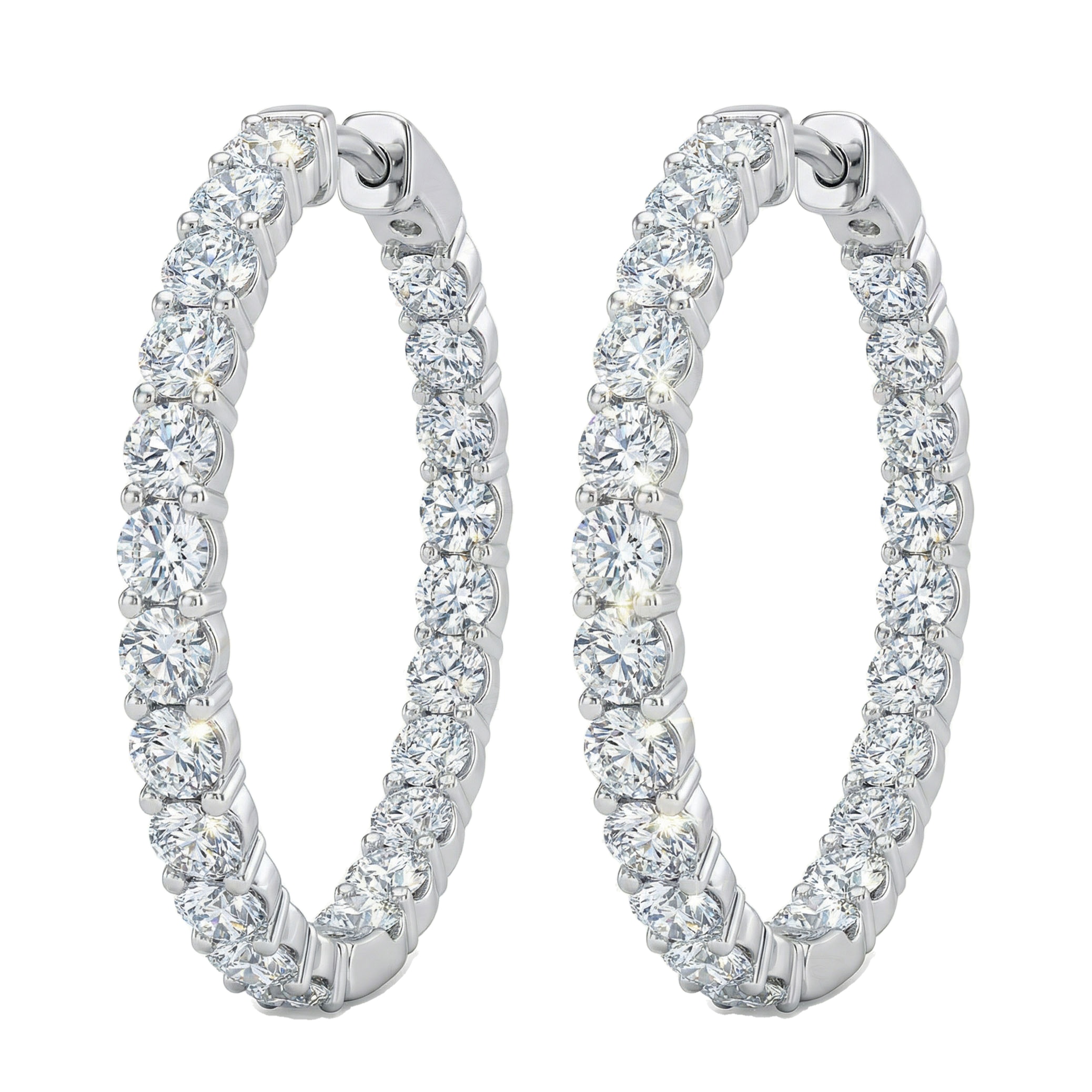 1.55 ct EF VS Lab Grown DIamond Hoops Earrings in 10k White Gold
