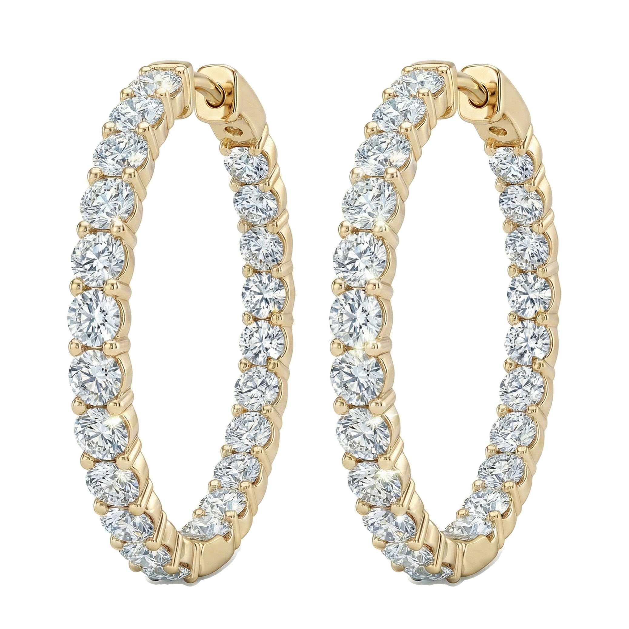 1.35 ct EF VS Lab Grown DIamond Hoops Earrings in 10k Yellow Gold