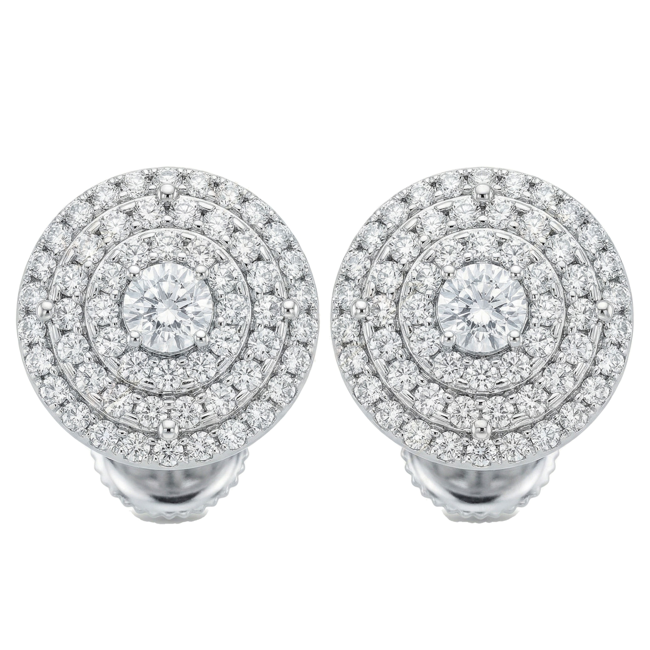 1.20 ct EF VS Lab Grown DIamond Micropave Earrings in 14k White Gold