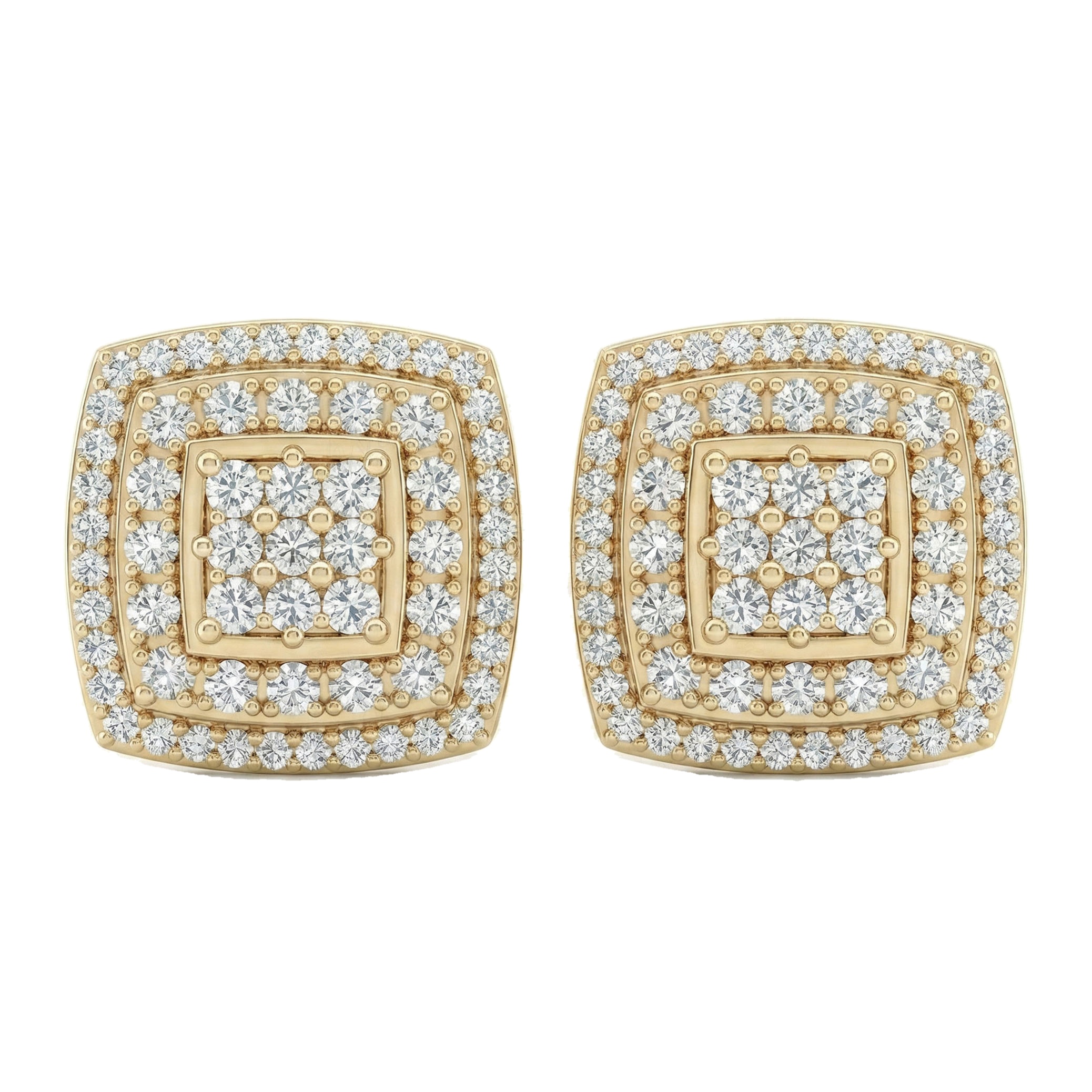 1.25 ct EF VS Lab Grown DIamond Micropave Earrings in 10k Yellow Gold