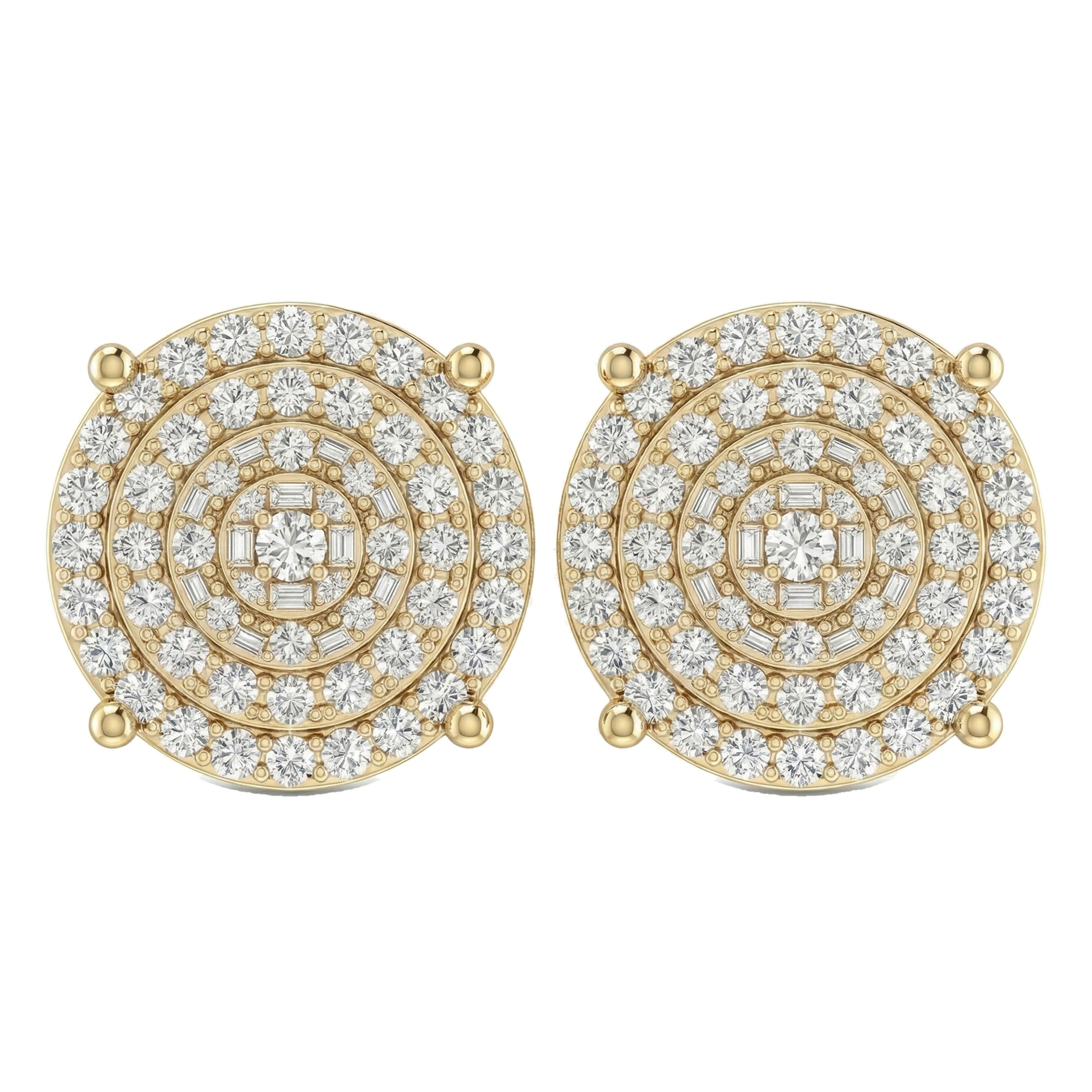 2.55 ct EF VS Lab Grown DIamond Micropave Earrings in 10k Yellow Gold