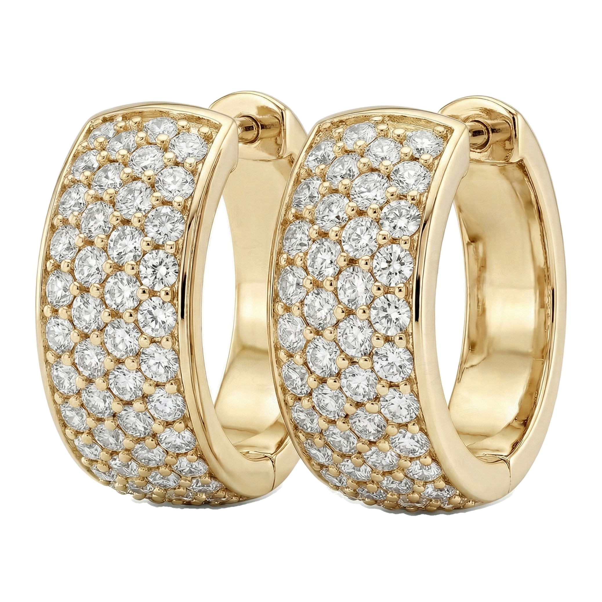 1.75 ct EF VS Lab Grown DIamond Huggies Earrings in 14k Yellow Gold
