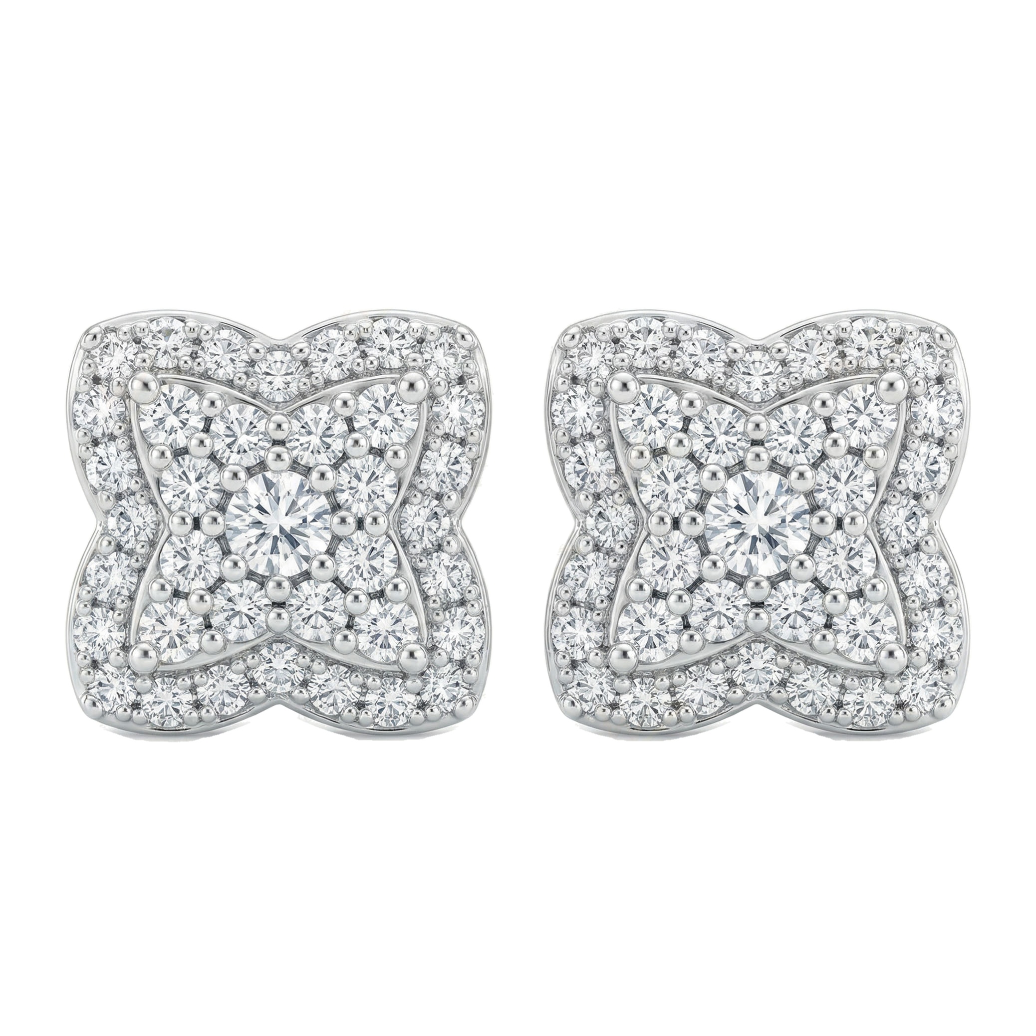 1.45 ct EF VS Lab Grown DIamond Cluster Earrings in 10k White Gold