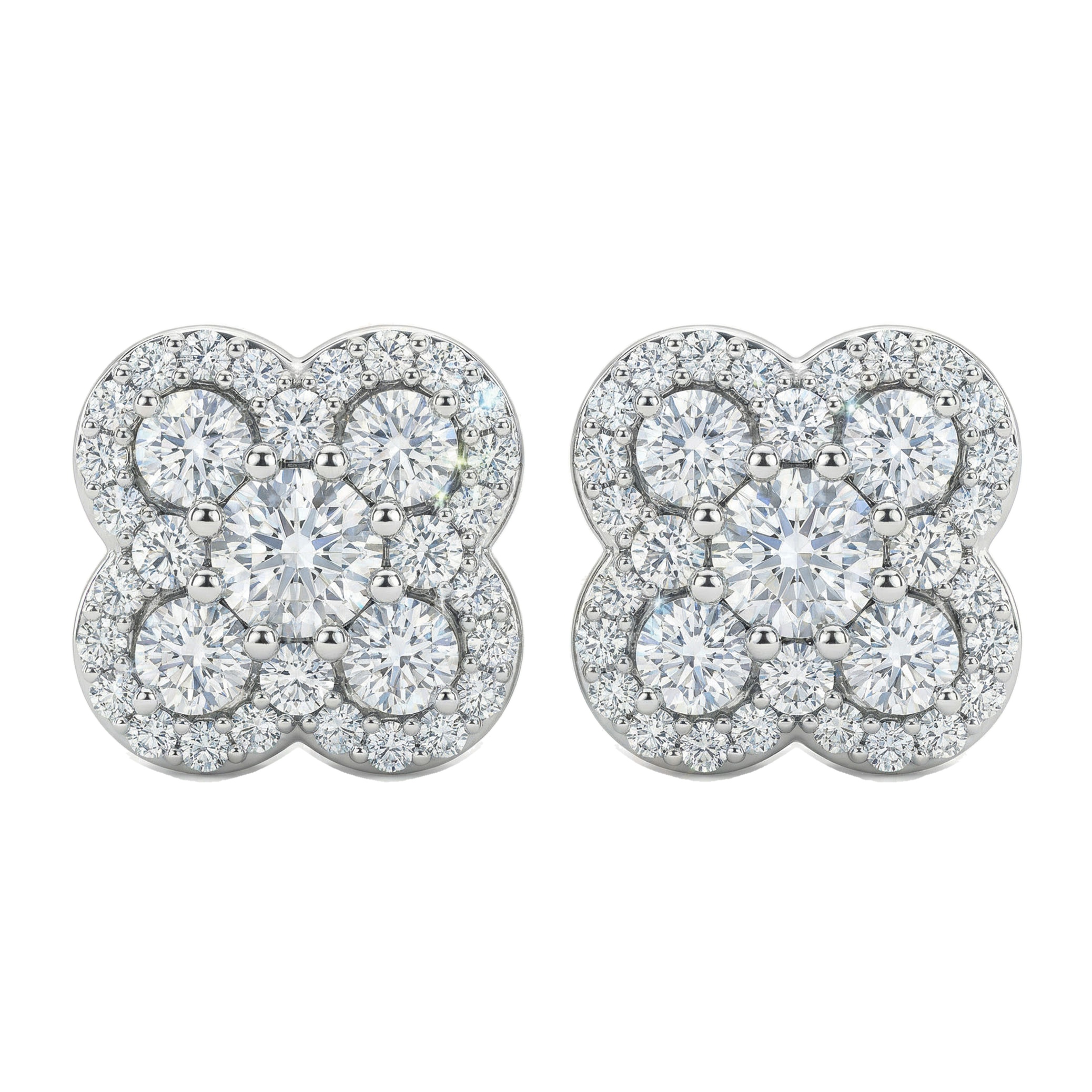 0.75 ct EF VS Lab Grown DIamond Cluster Earrings in 14k White Gold