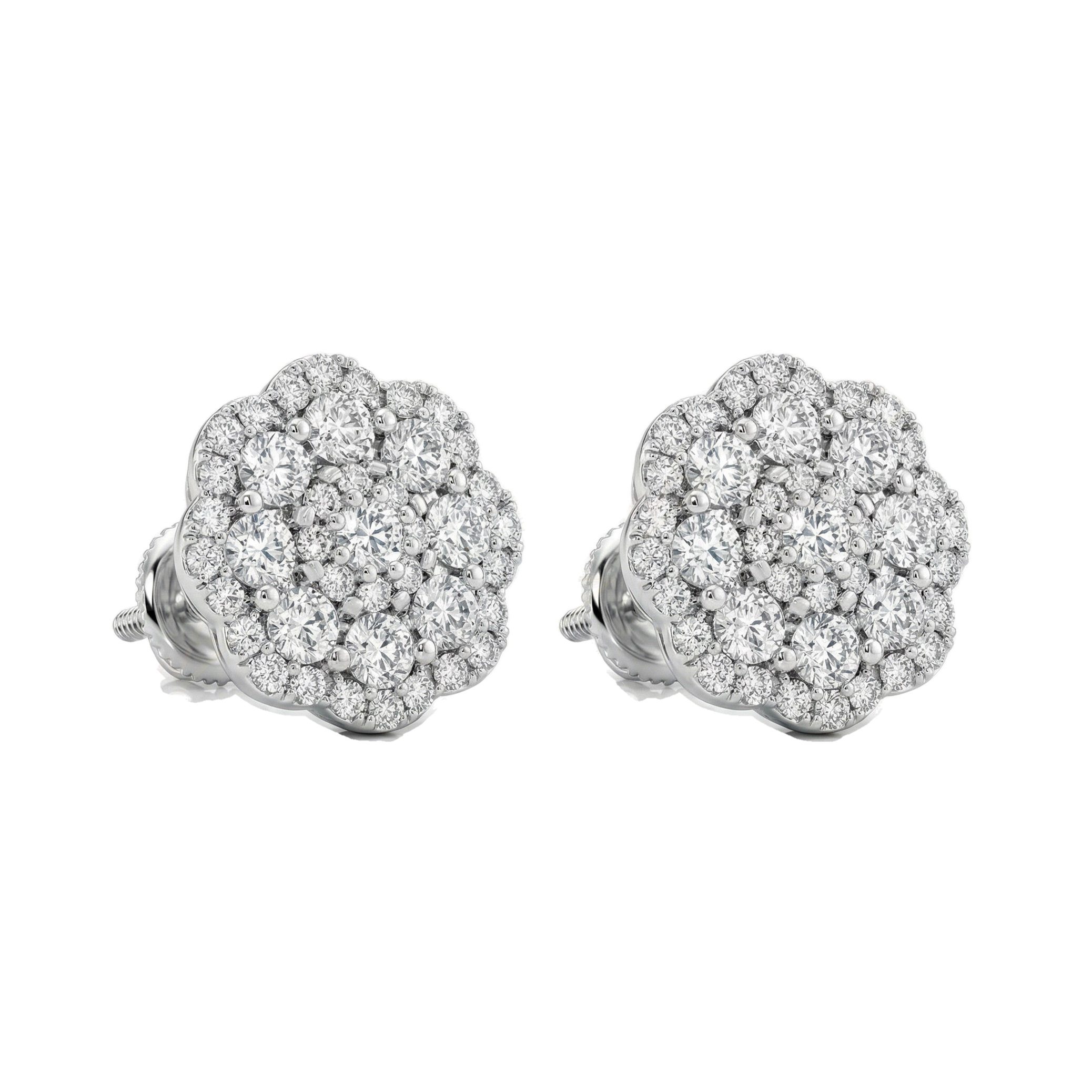 1.50 ct EF VS Lab Grown DIamond Cluster Earrings in 10k White Gold