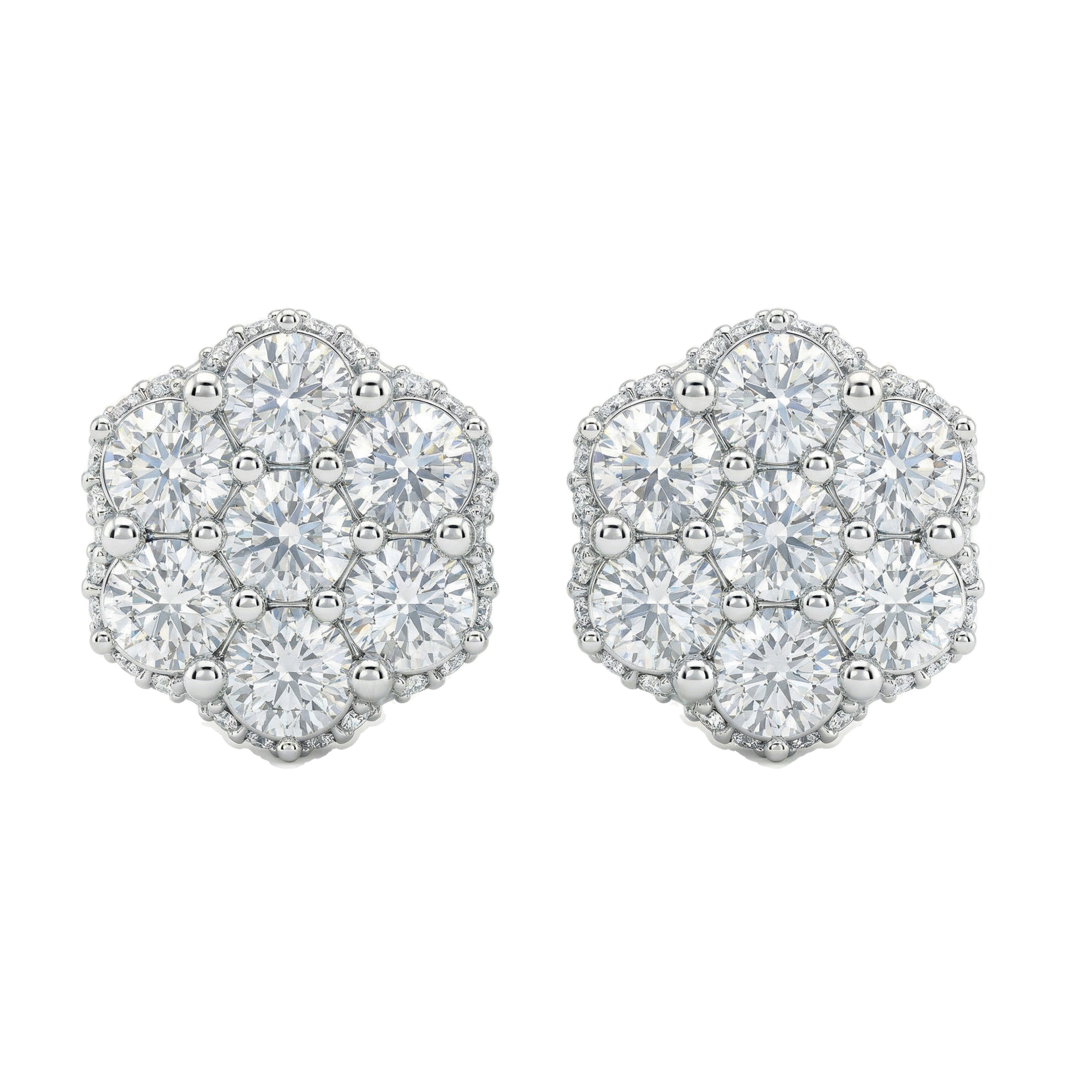 1.25 ct EF VS Lab Grown DIamond Cluster Earrings in 10k White Gold