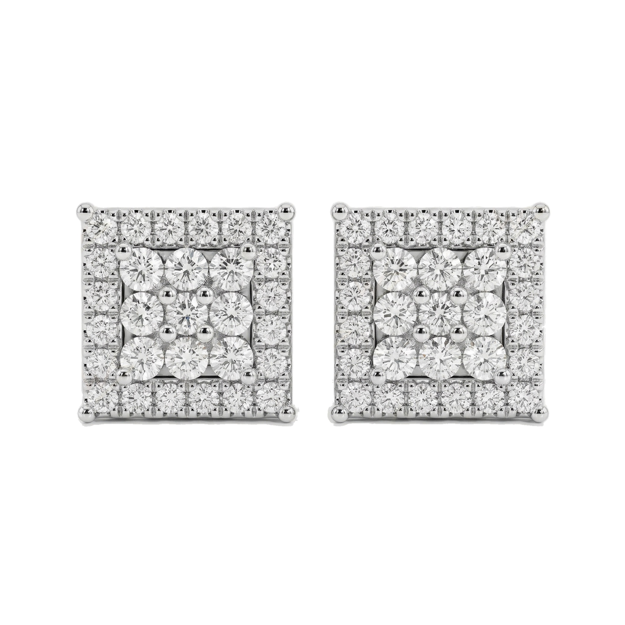 1.05 ct EF VS Lab Grown DIamond Cluster Earrings in 10k White Gold
