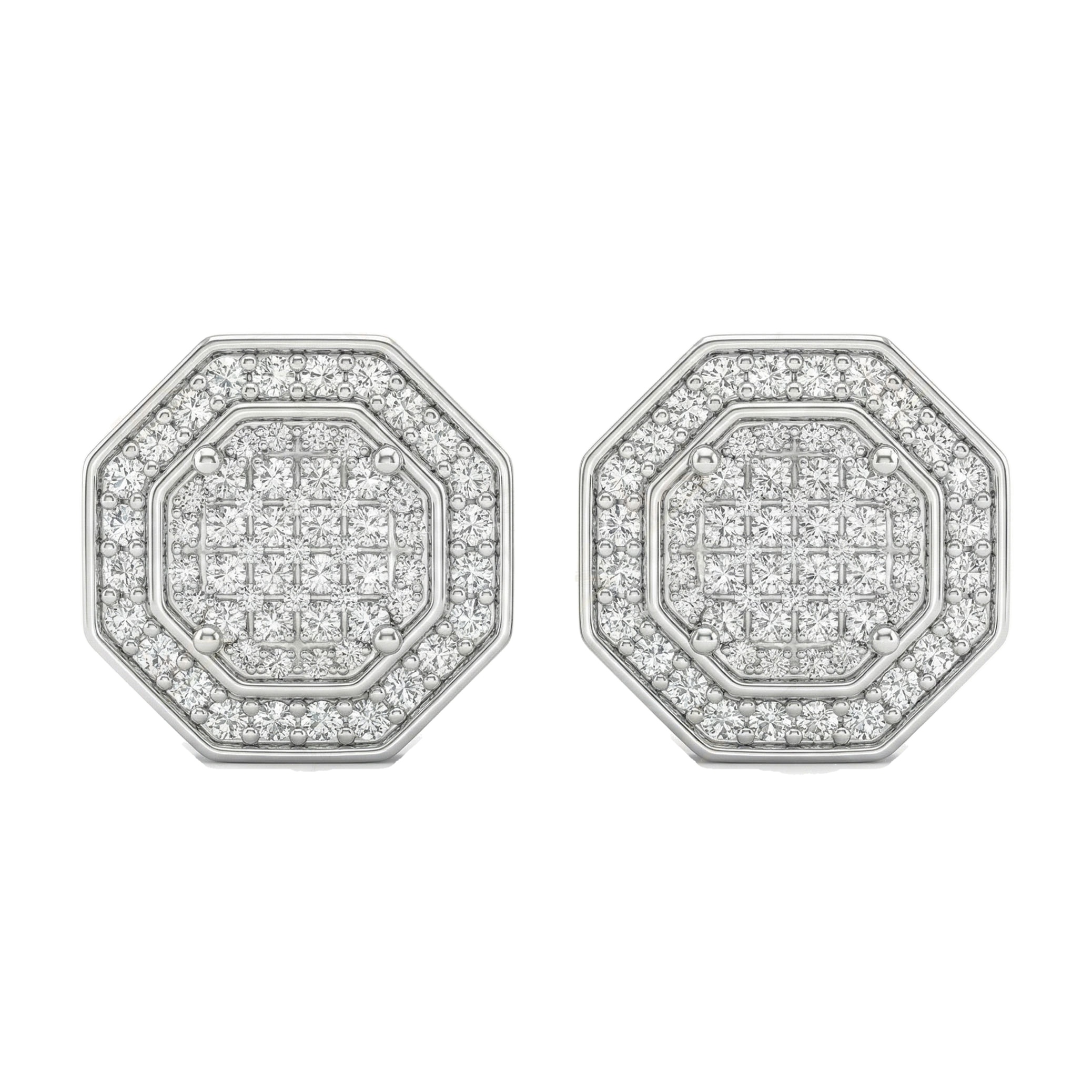 0.55 ct EF VS Lab Grown DIamond Micropave Earrings in 10k White Gold