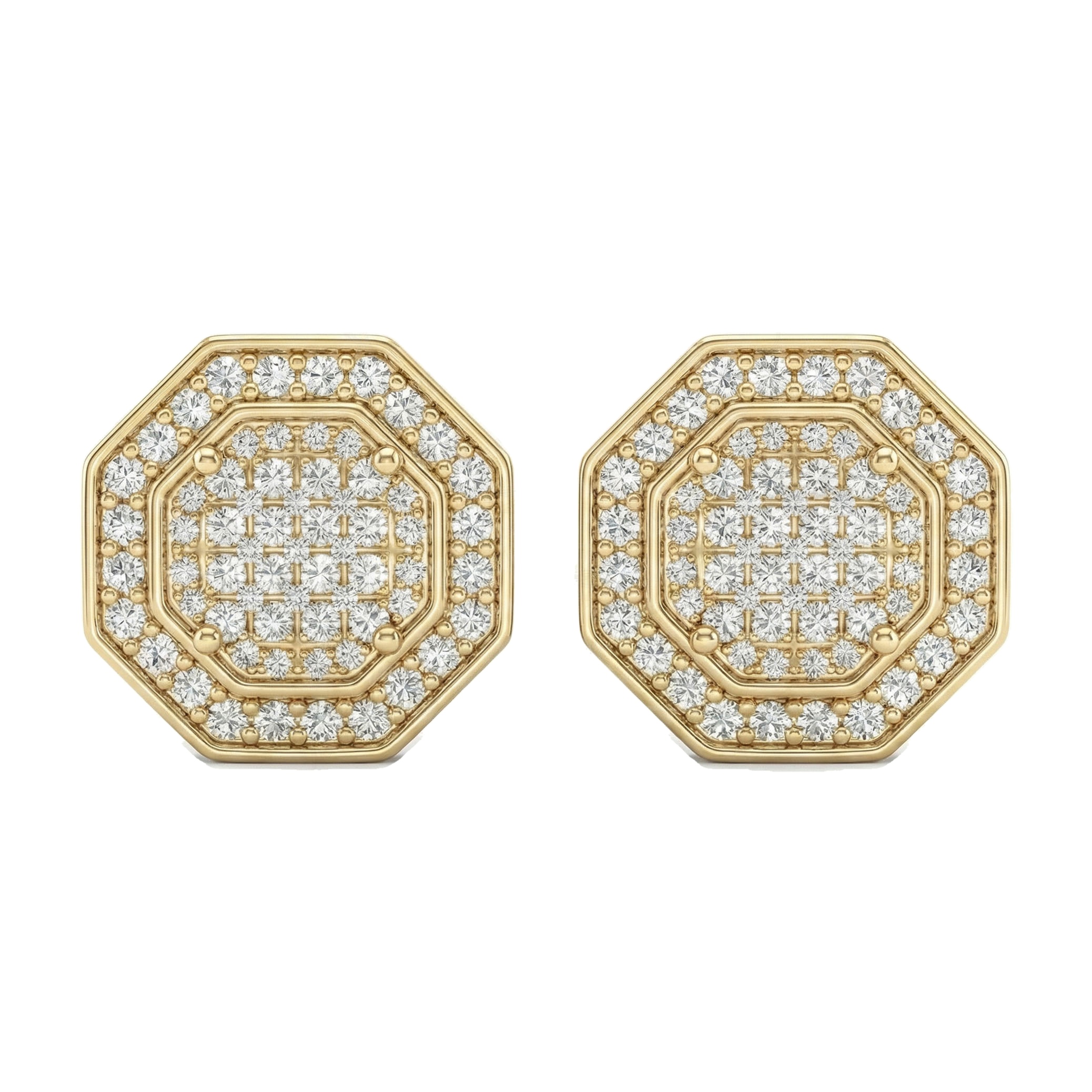 0.55 ct EF VS Lab Grown DIamond Micropave Earrings in 10k Yellow Gold