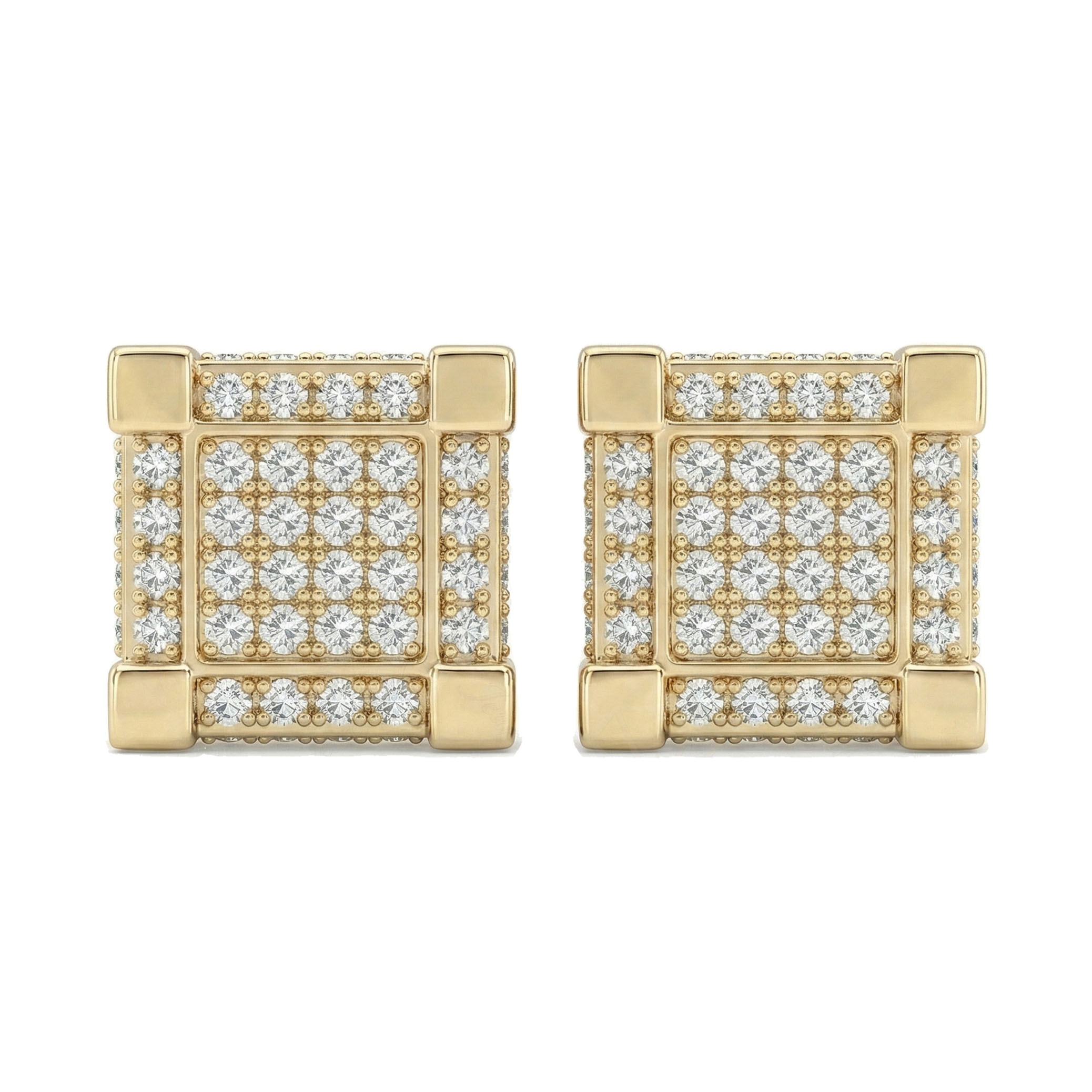 1.65 ct EF VS Lab Grown DIamond Micropave Earrings in 14k Yellow Gold
