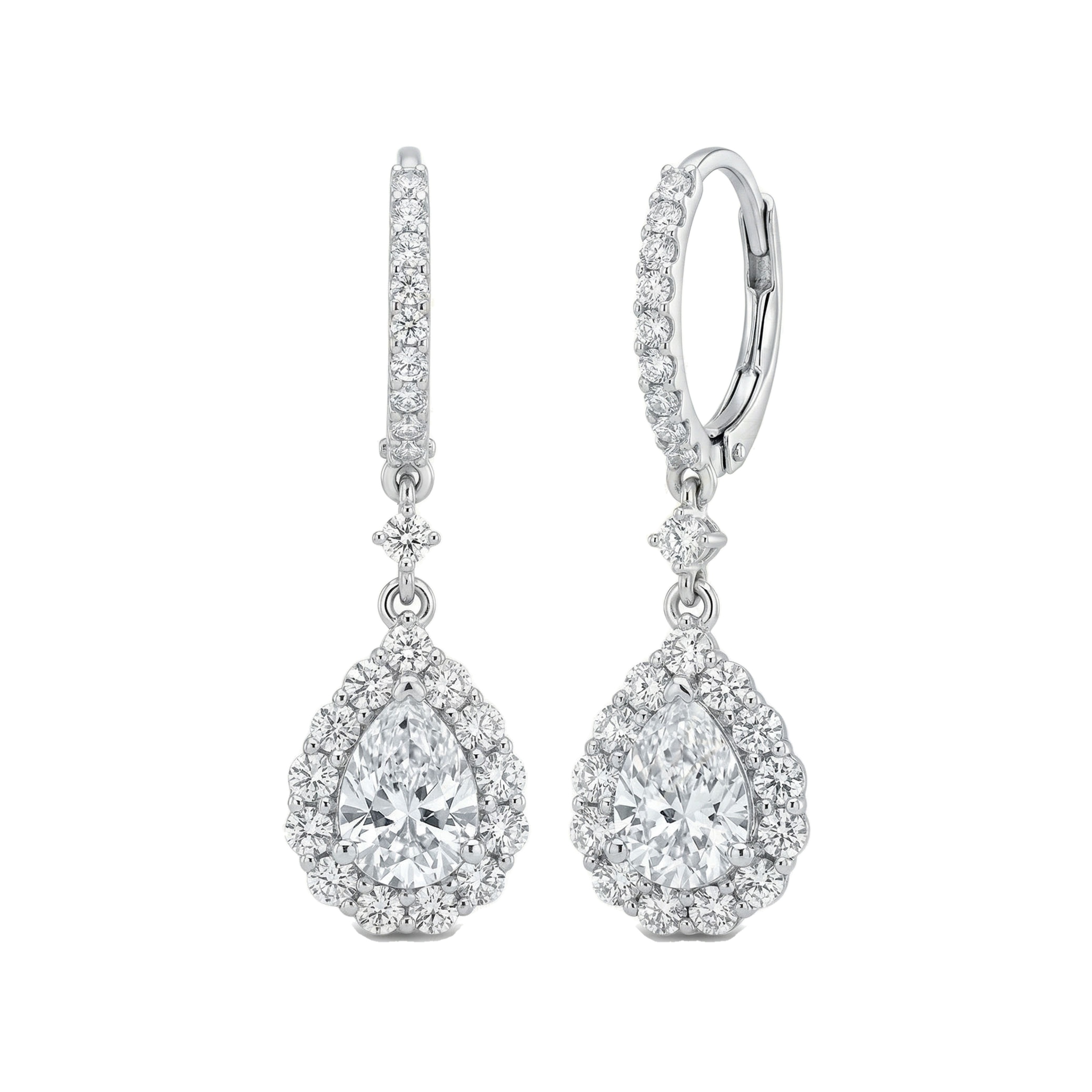 3.90 ct EF VS Lab Grown DIamond Drop Earrings in 10k White Gold