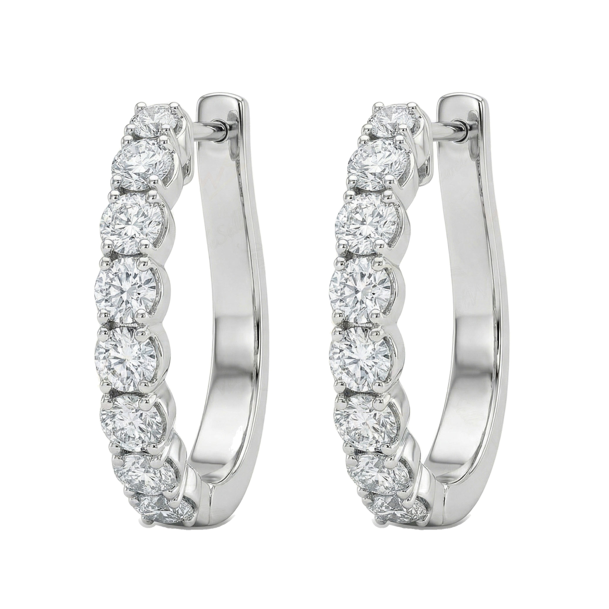 1.15 ct EF VS Lab Grown DIamond Huggies Earrings in 10k White Gold